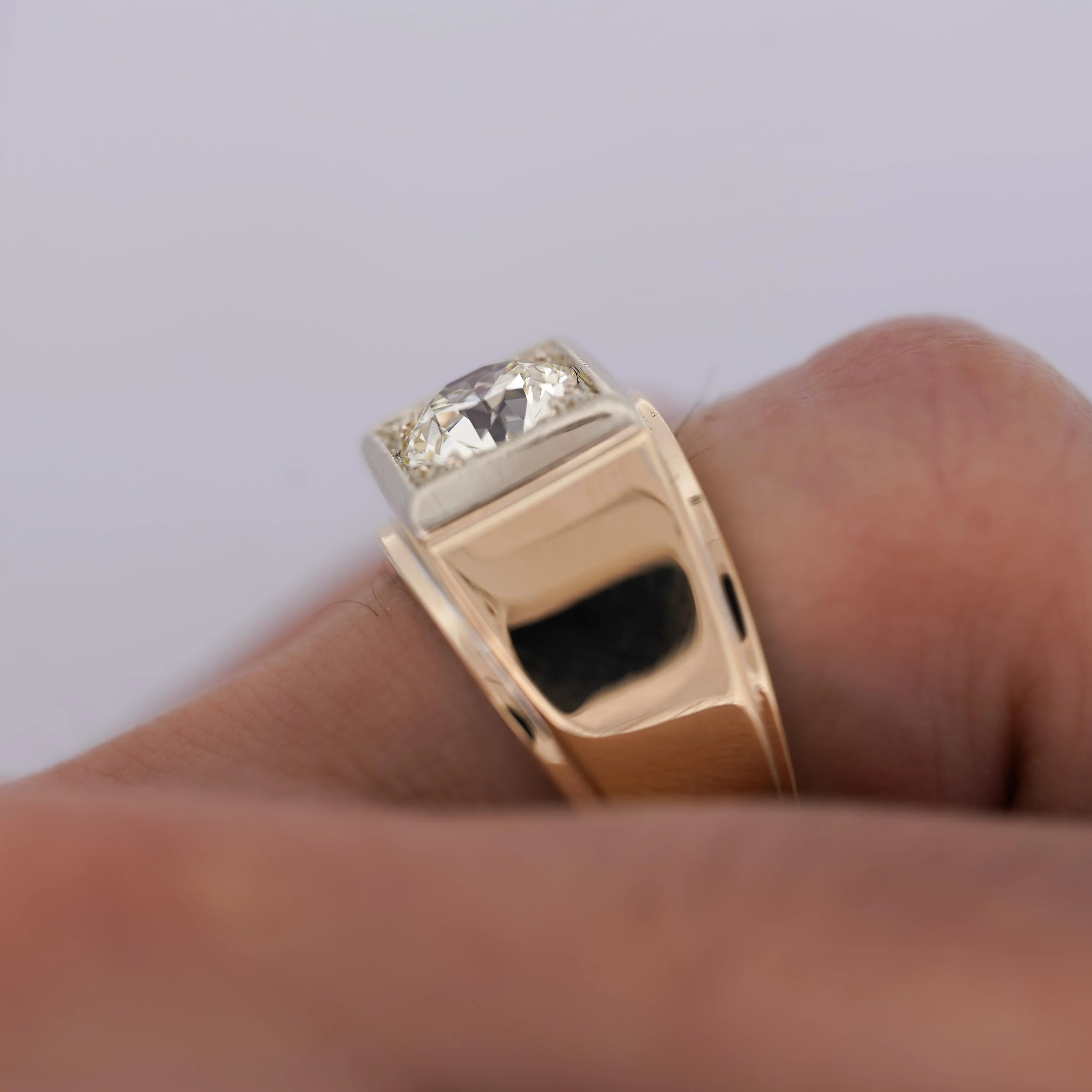 GIA Certified 2 Carat Diamond in 14K Gold Solitaire Men's Ring - Image 8