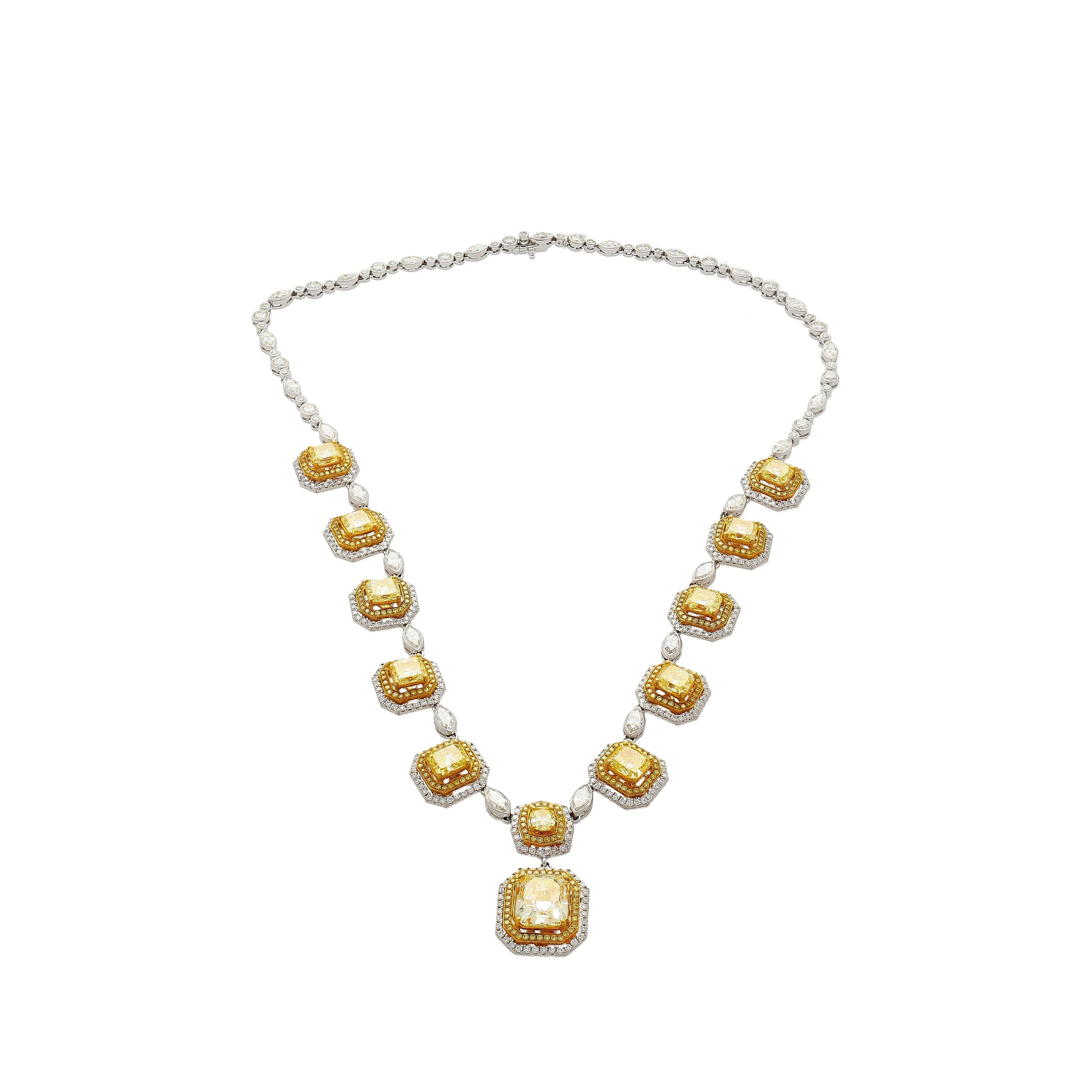 Magnificent GIA Certified 25 Carat Total Natural Fancy Yellow Diamond Necklace in 18K Gold - Image 5