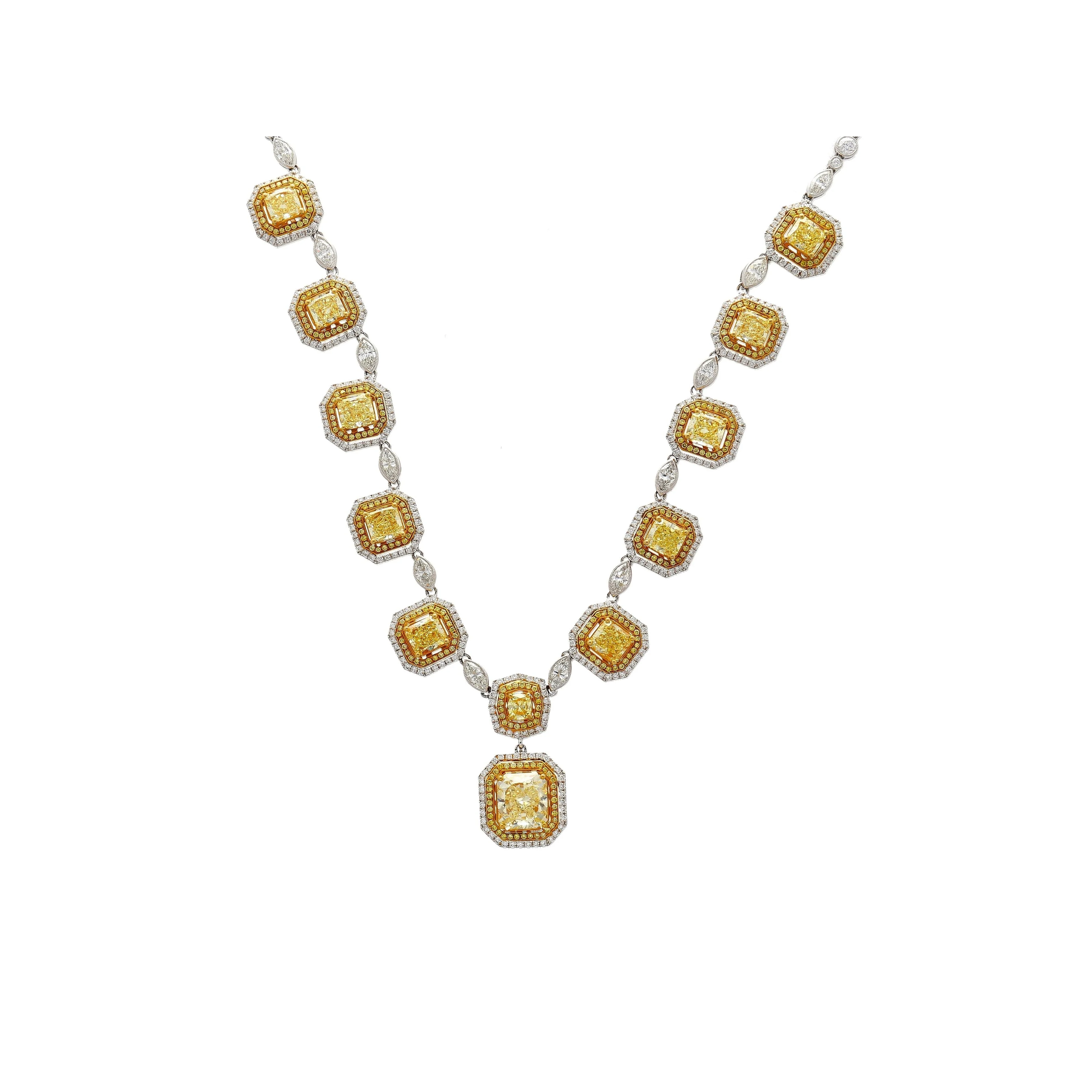 Magnificent GIA Certified 25 Carat Total Natural Fancy Yellow Diamond Necklace in 18K Gold - Image 6