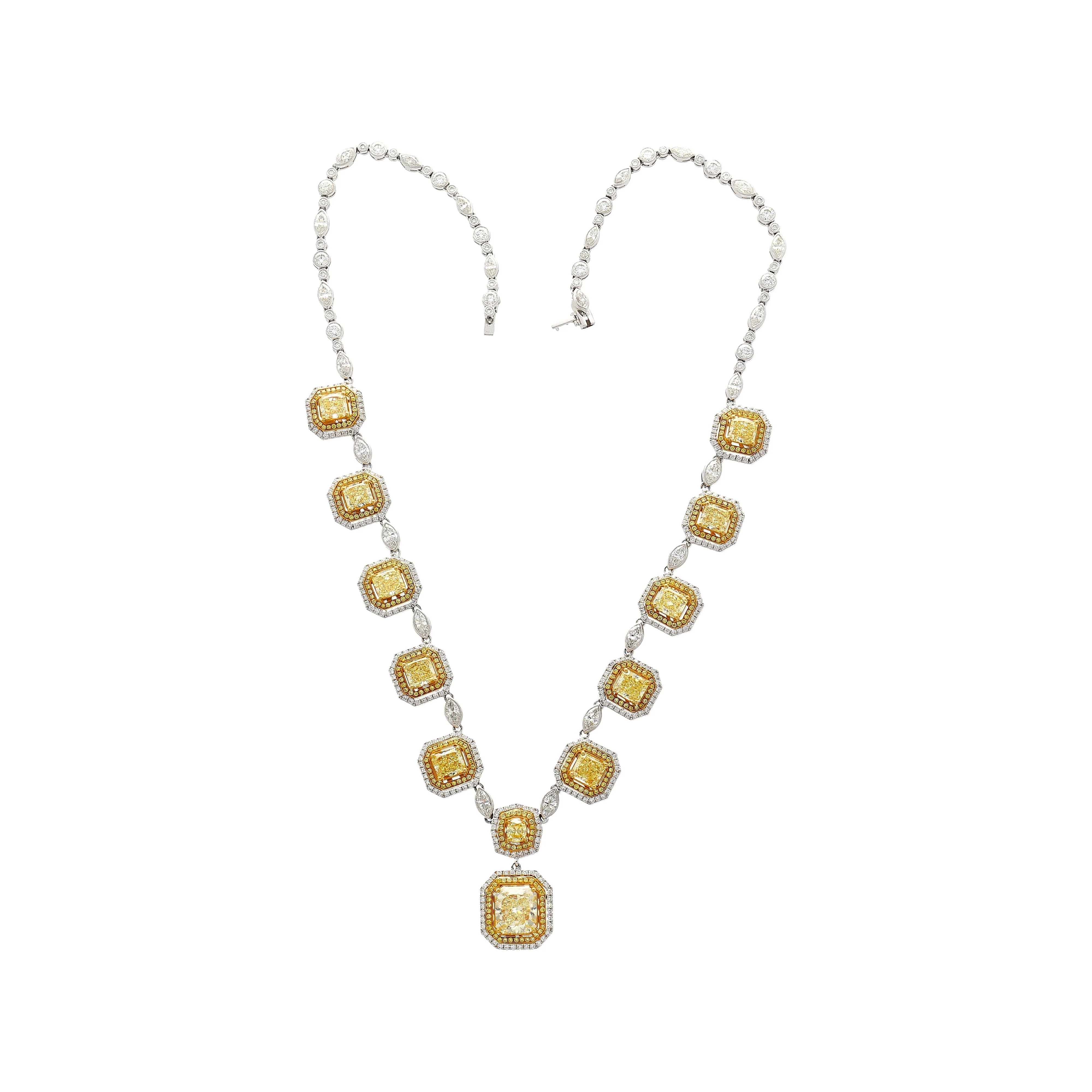 Magnificent GIA Certified 25 Carat Total Natural Fancy Yellow Diamond Necklace in 18K Gold - Image 8