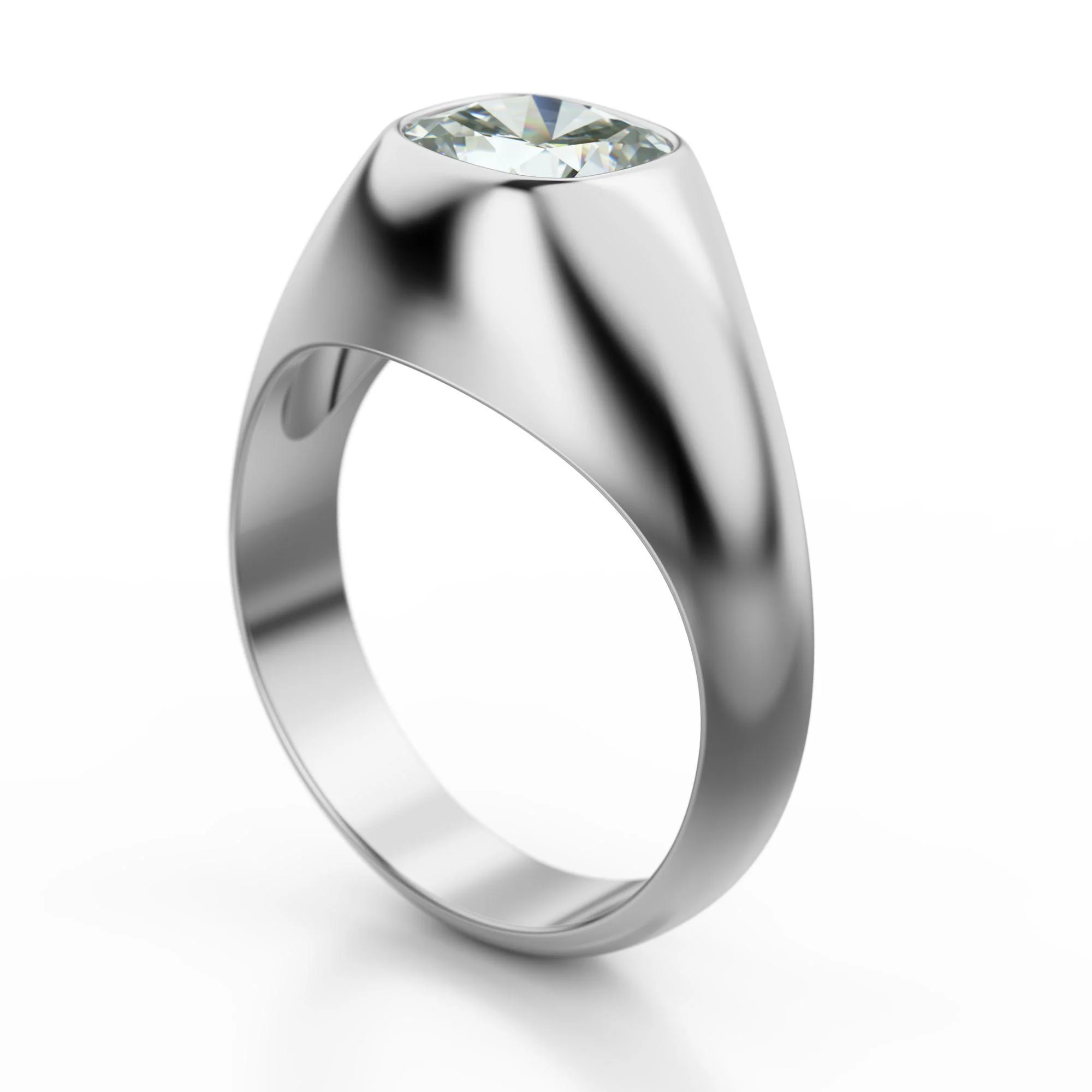 GIA Certified 3.01 Carat E/VS1 Cushion Cut Diamond Mens Solitaire Bezel Ring - Image 3