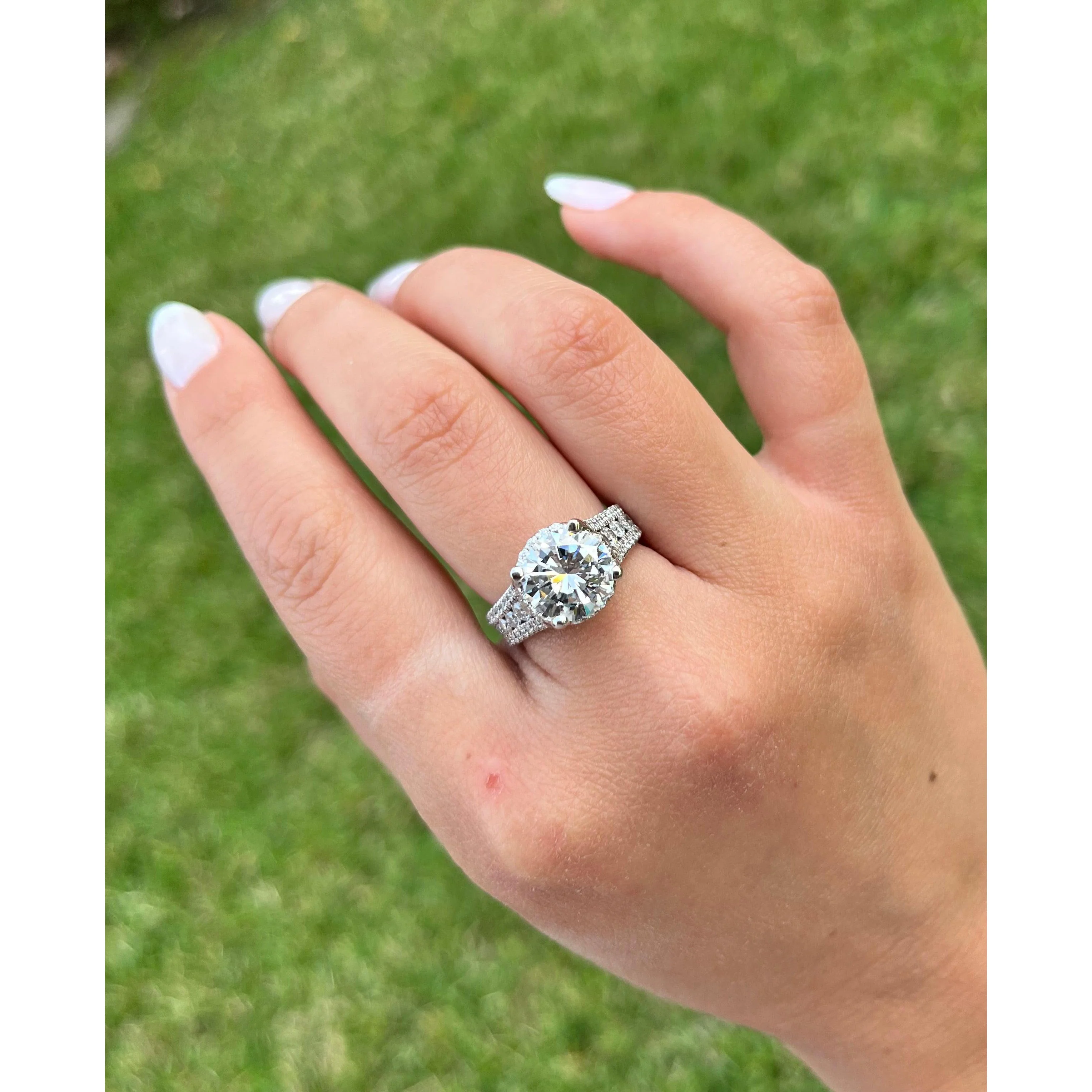 GIA Certified 3.02ct, G Color, I1 Clarity, Diamond With Hidden Diamond Halo 18k White Gold Ring - Image 4
