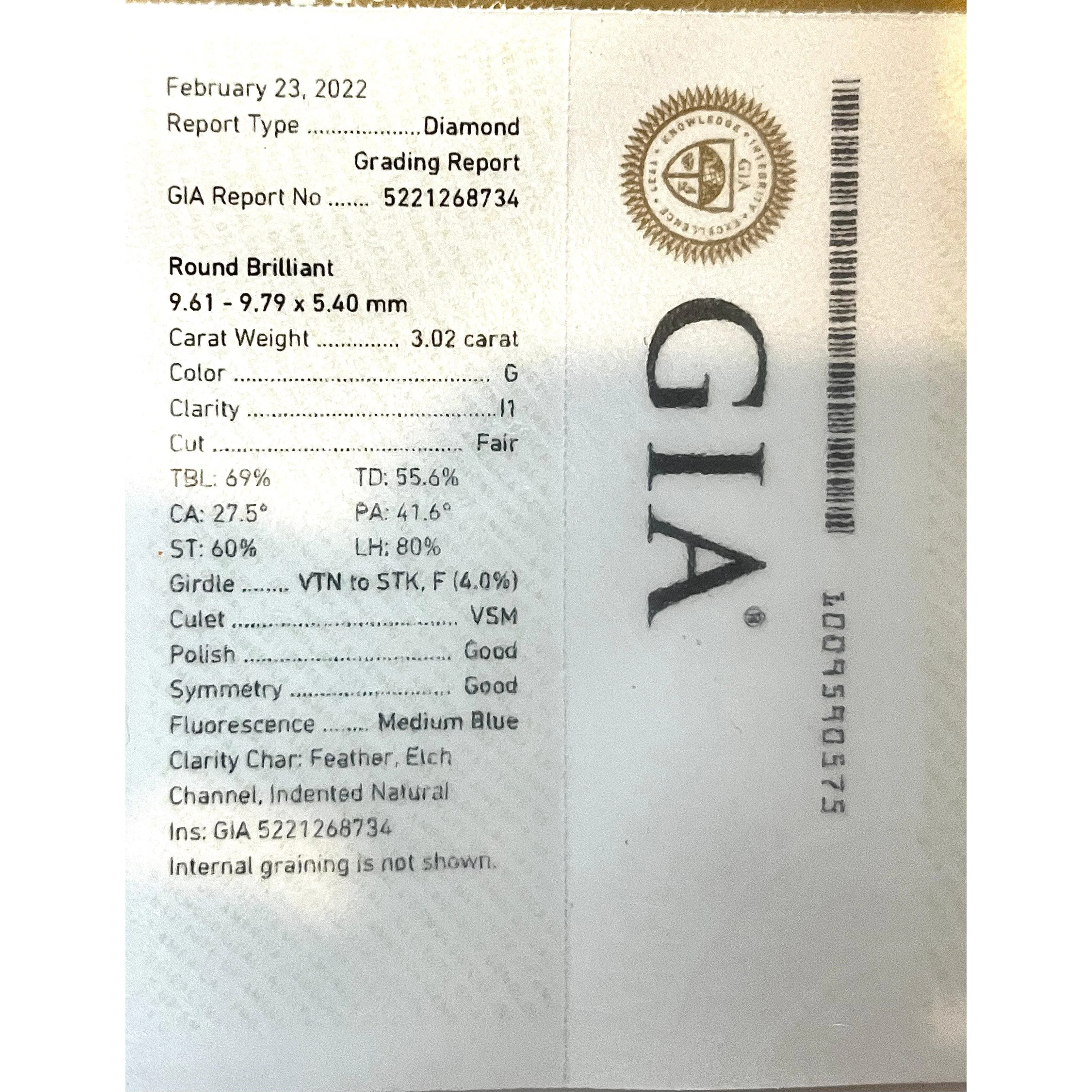 GIA Certified 3.02ct, G Color, I1 Clarity, Diamond With Hidden Diamond Halo 18k White Gold Ring - Image 6