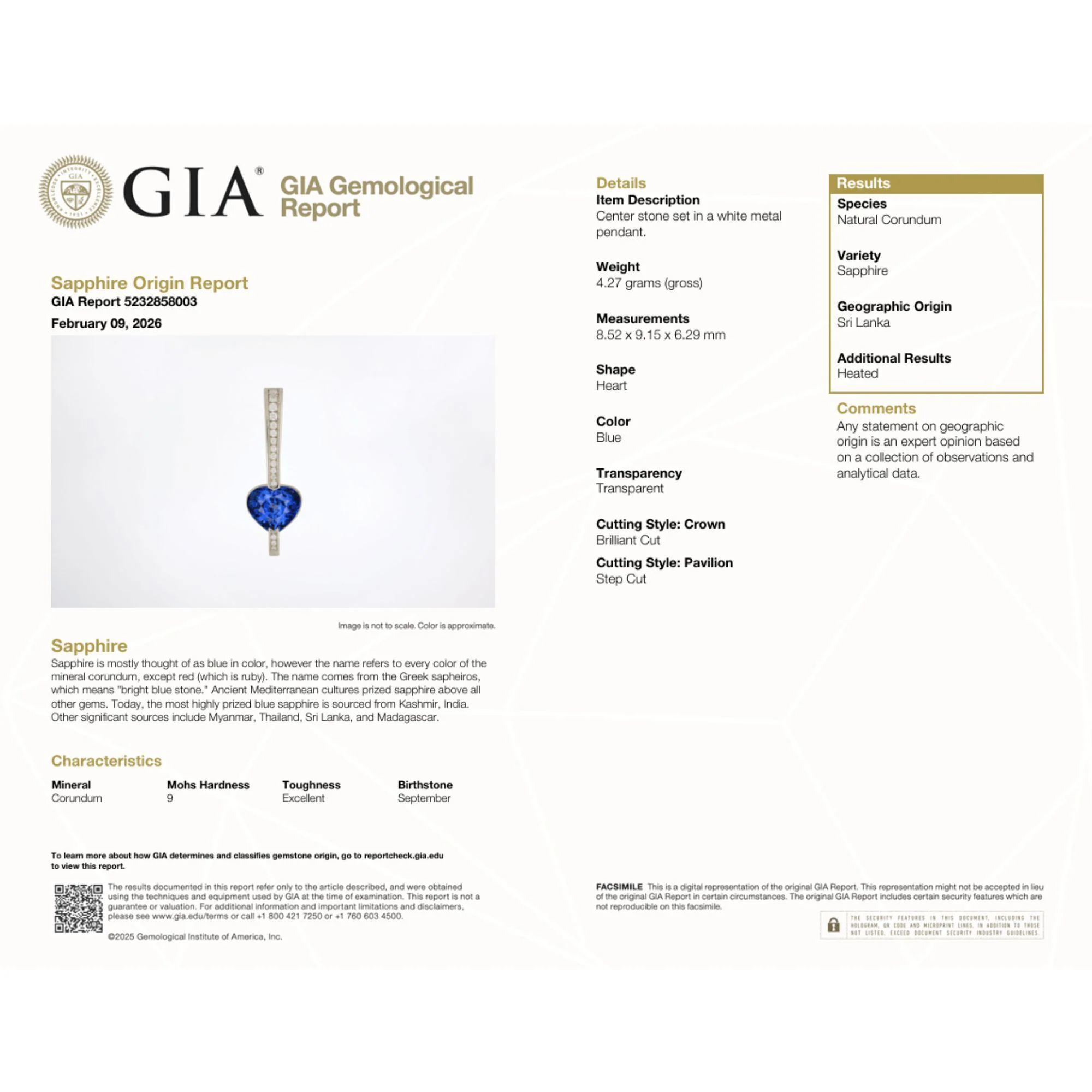 GIA Certified 3.5 Carat Heart Blue Sri Lanka Sapphire Diamond 18K Drop Pendant - Image 11