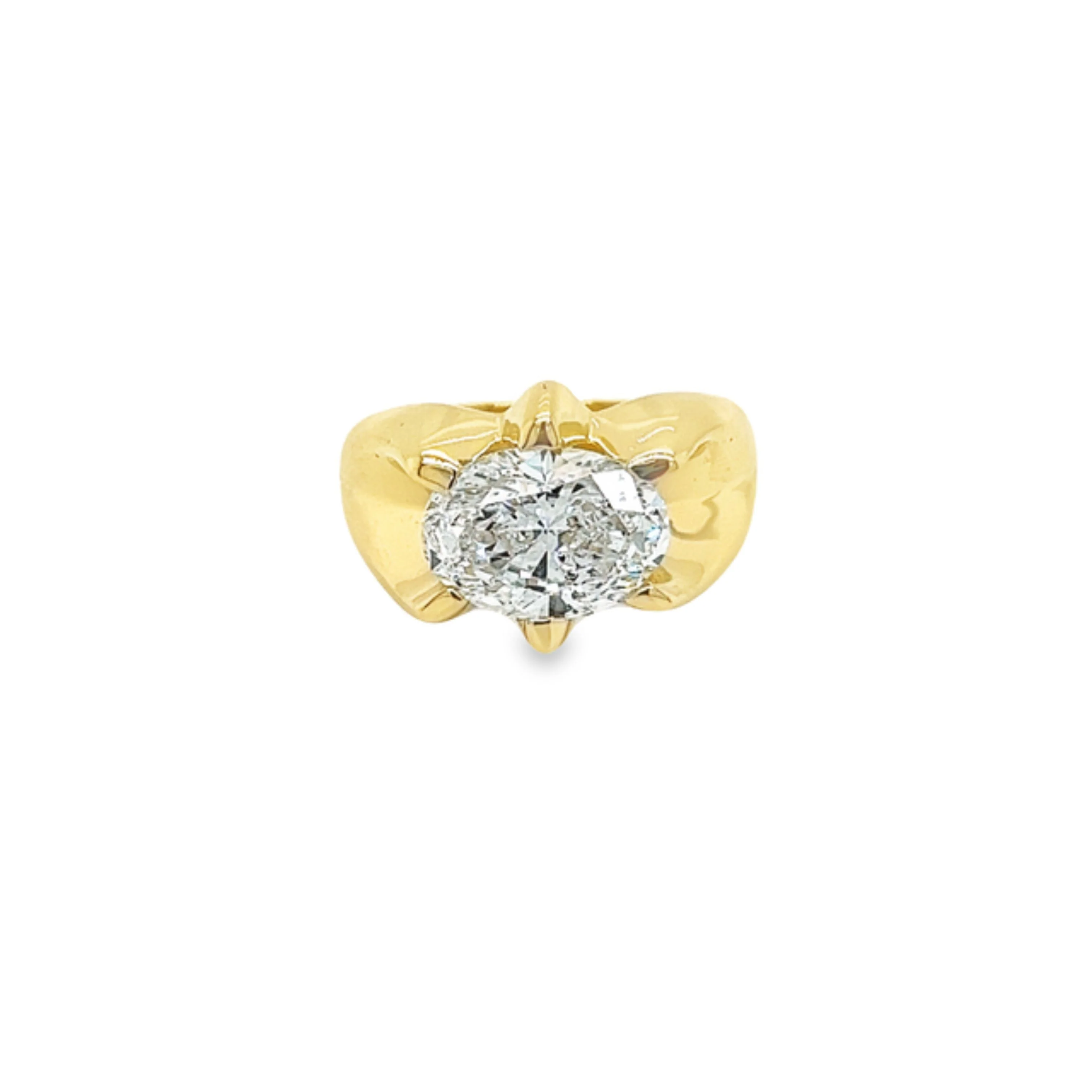 GIA Certified 3.5 Carat Lab Diamond Oval Cut Solitaire Mens Ring in 14K Yellow Gold - Image 7