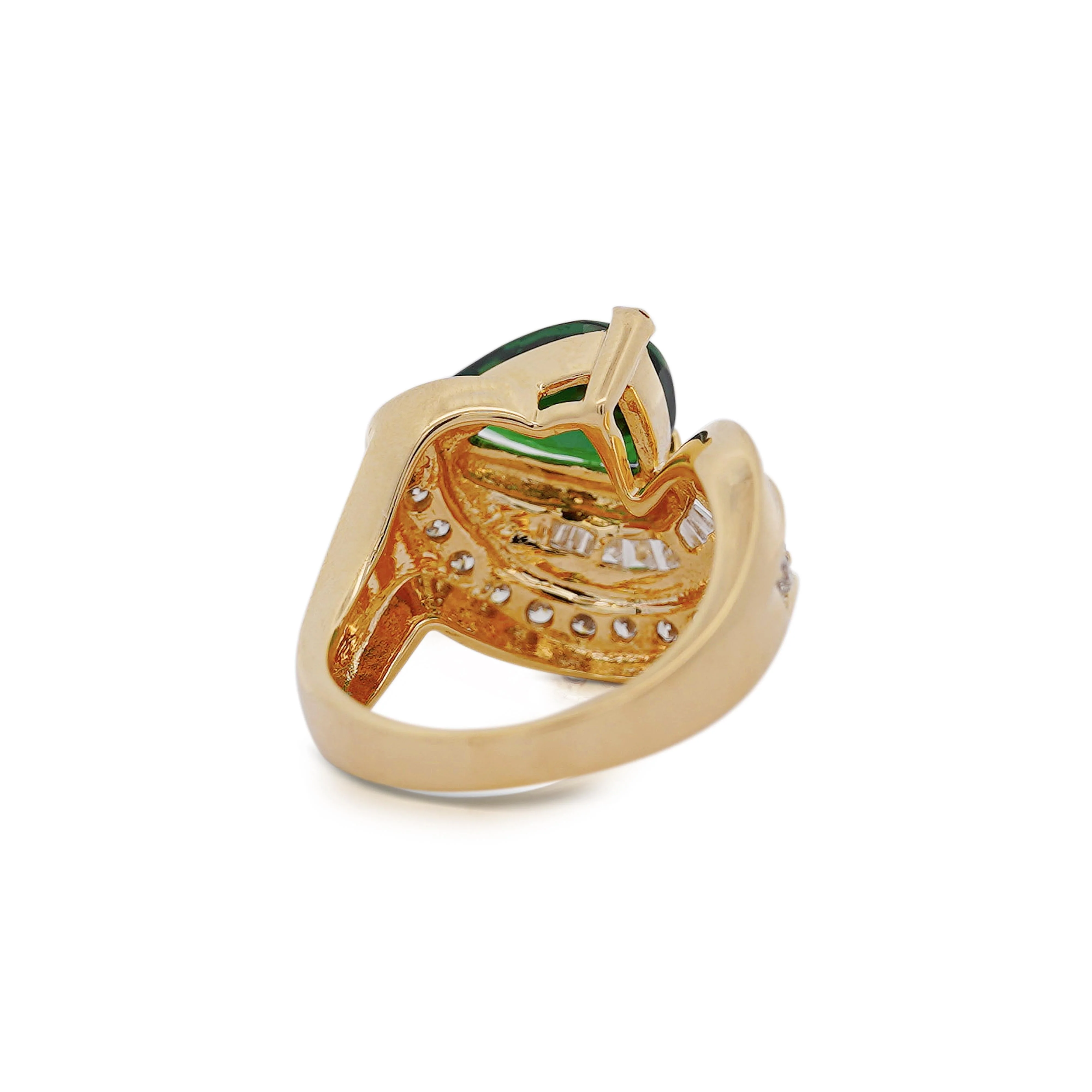 GIA Certified 3.55ct Pear Cut Tsavorite Diamond Cocktail Ring - Image 9