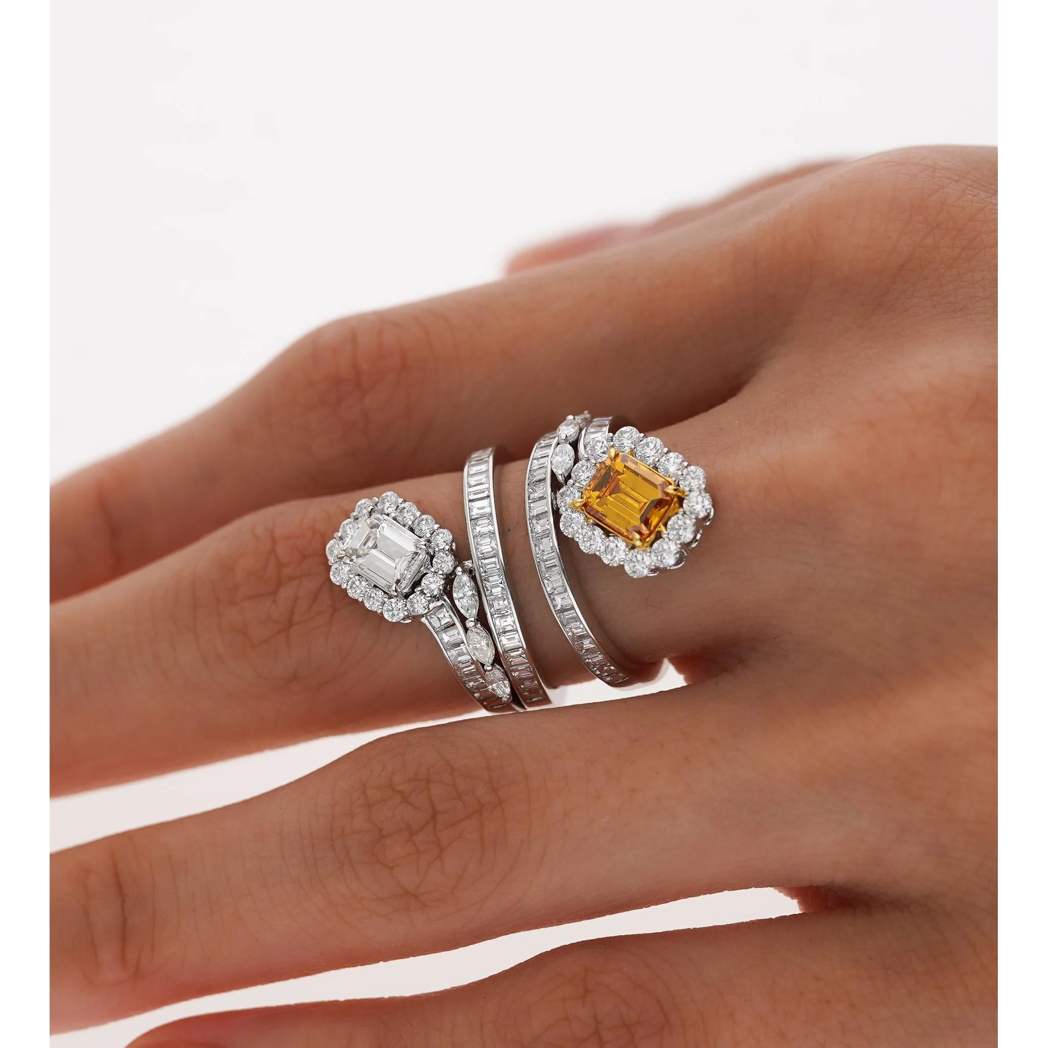 GIA Certified 3.81 Carat Detachable Two-Piece Toi Et Moi Ring in 18K White Gold - Image 3