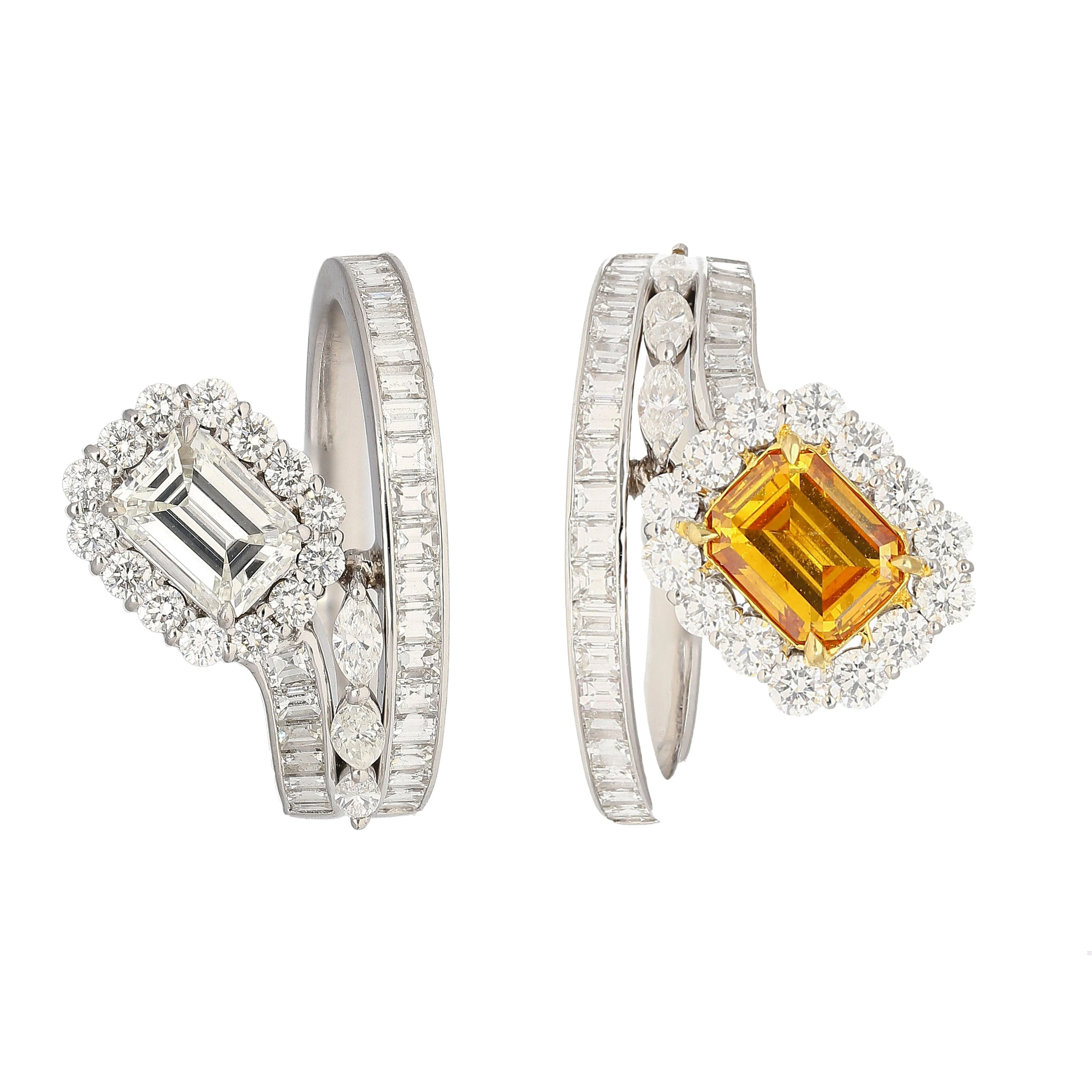 GIA Certified 3.81 Carat Detachable Two-Piece Toi Et Moi Ring in 18K White Gold - Image 7