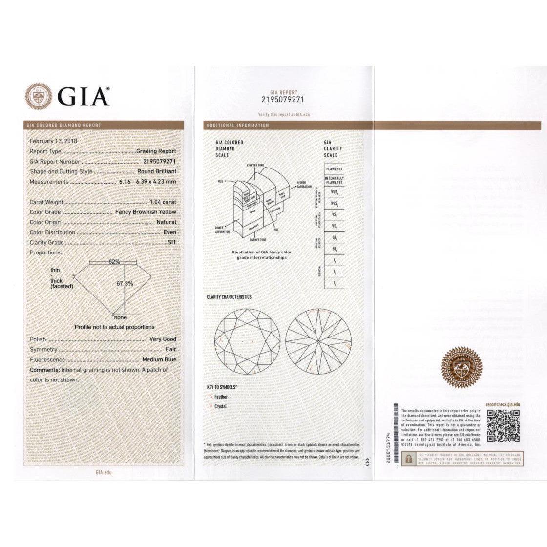 GIA Certified 3.96 Carat Round Fancy Brown To Yellow Diamond Drop Earrings - Image 7