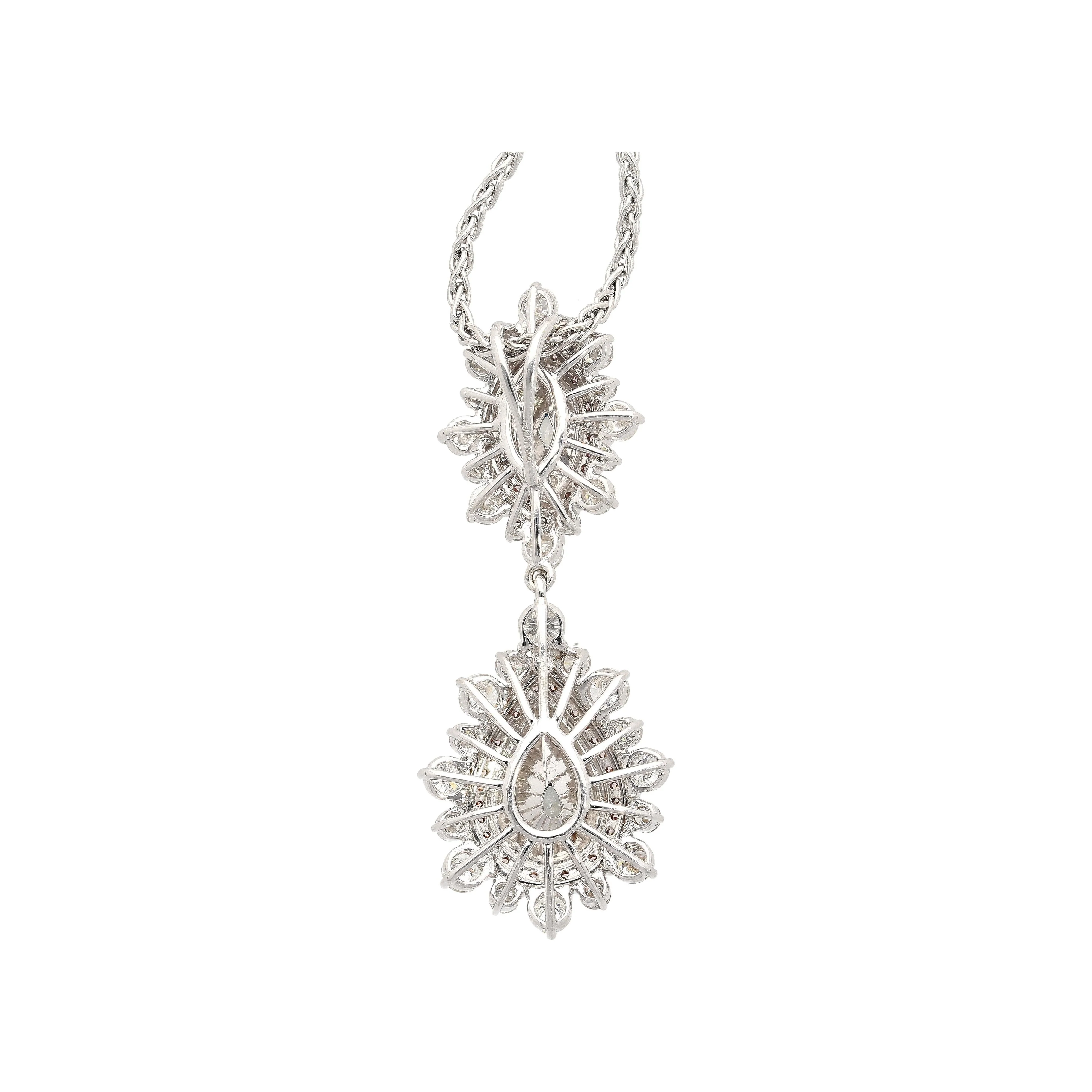GIA Certified 3 Carat Marquise & Pear Fancy Gray Diamond Drop Pendant Necklace - Image 3