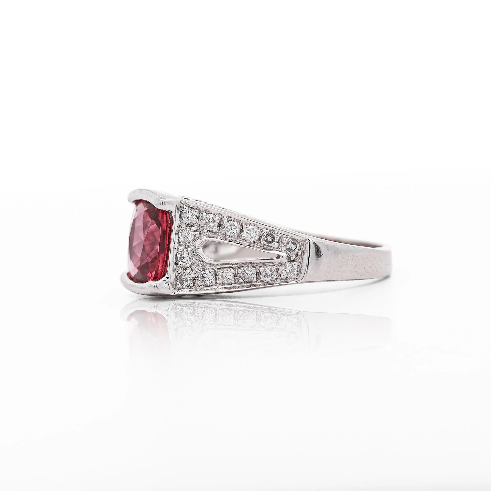 GIA Certified 3 Carat No Heat Red Spinel & Diamond Cocktail Platinum Ring - Image 6