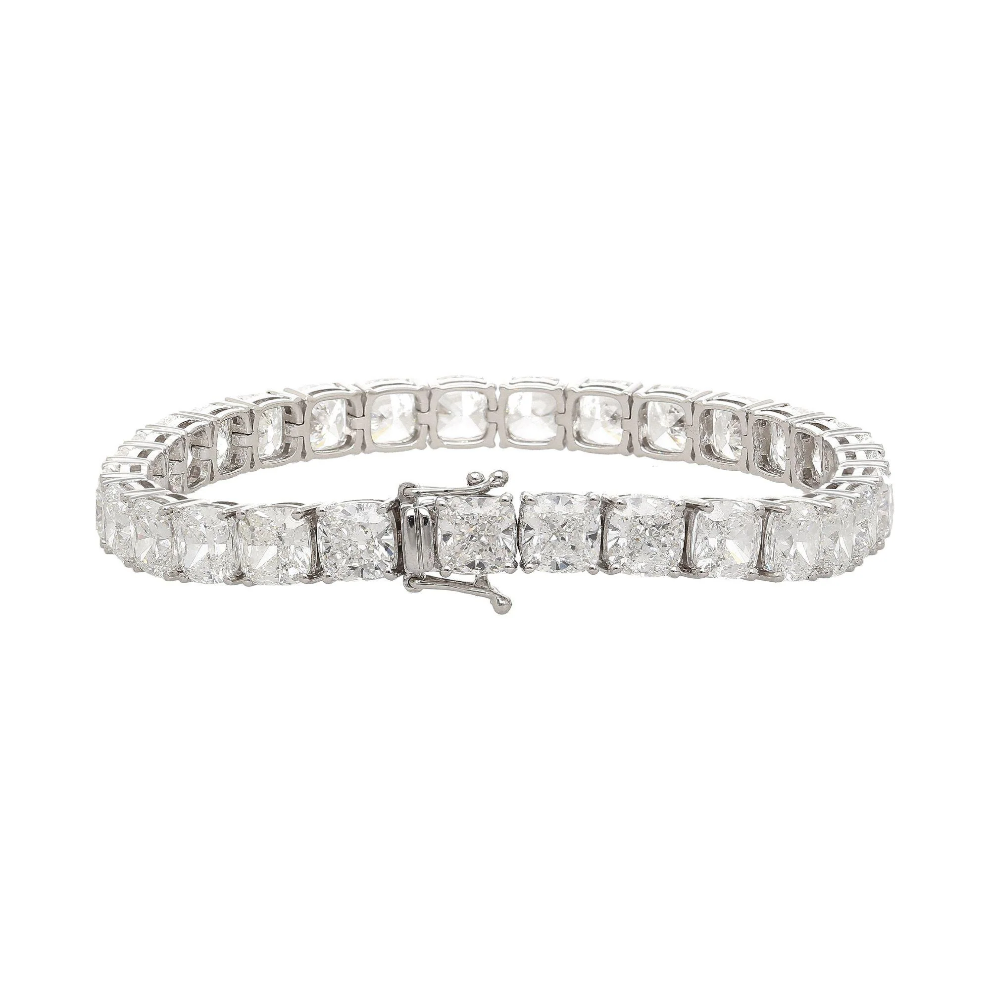 GIA Certified 31 Carat Cushion Lab Diamond Tennis Bracelet 18K White Gold - Image 2