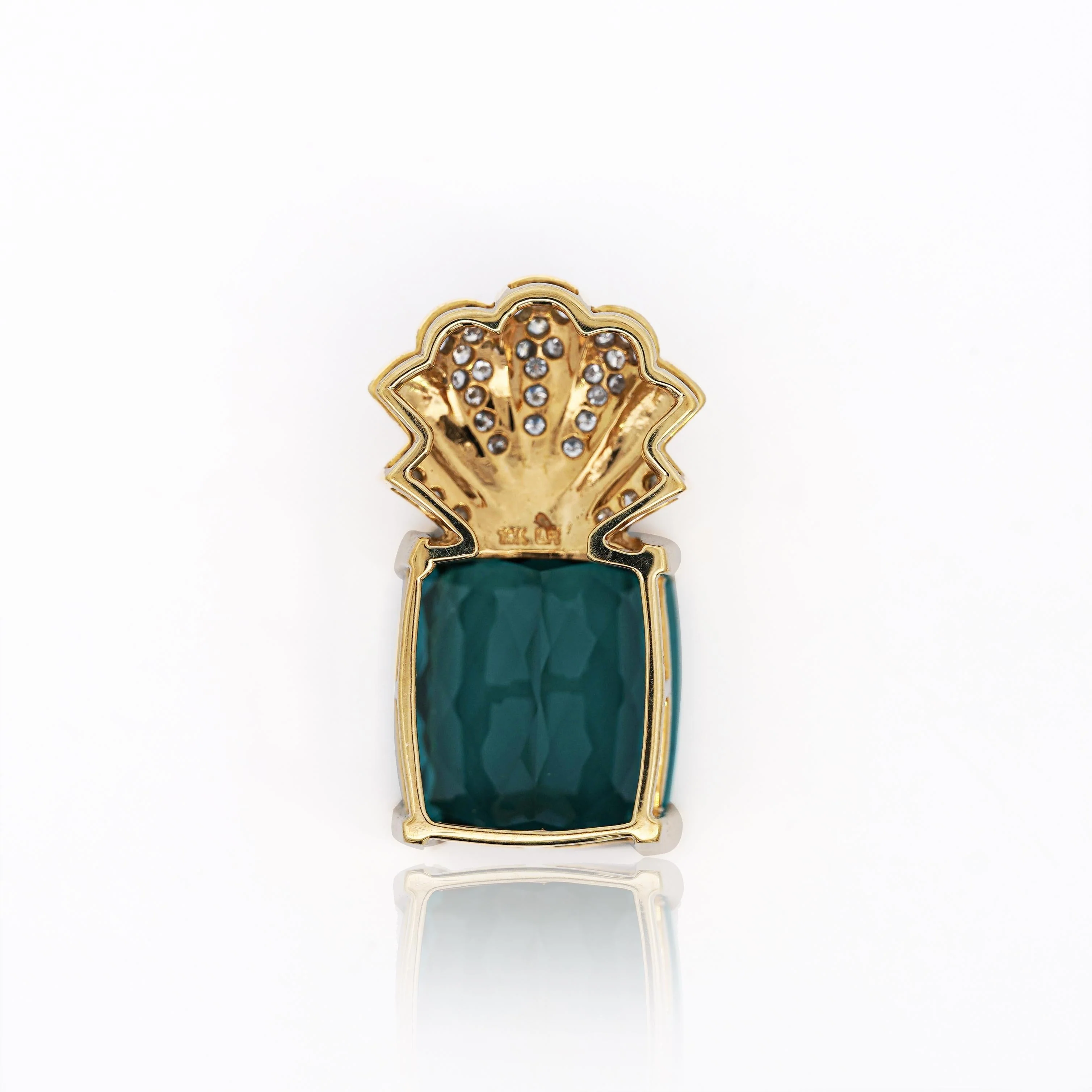 GIA Certified 35 Carat Indicolite Tourmaline & Diamond 18K Gold Pendant - Image 3