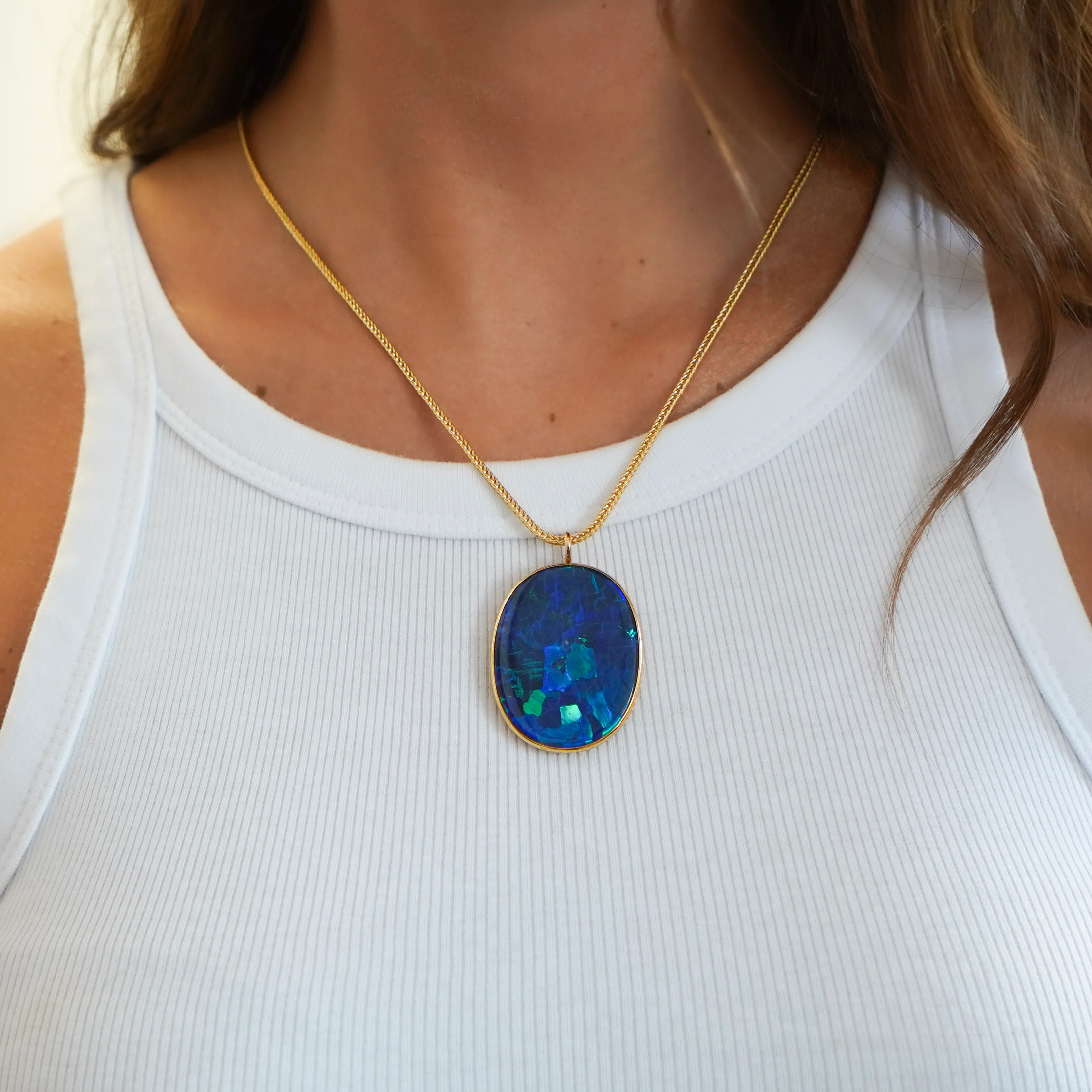 GIA Certified 35 Carat Marcus & Co Australian Black Opal in 18K Gold Pendant - Image 10