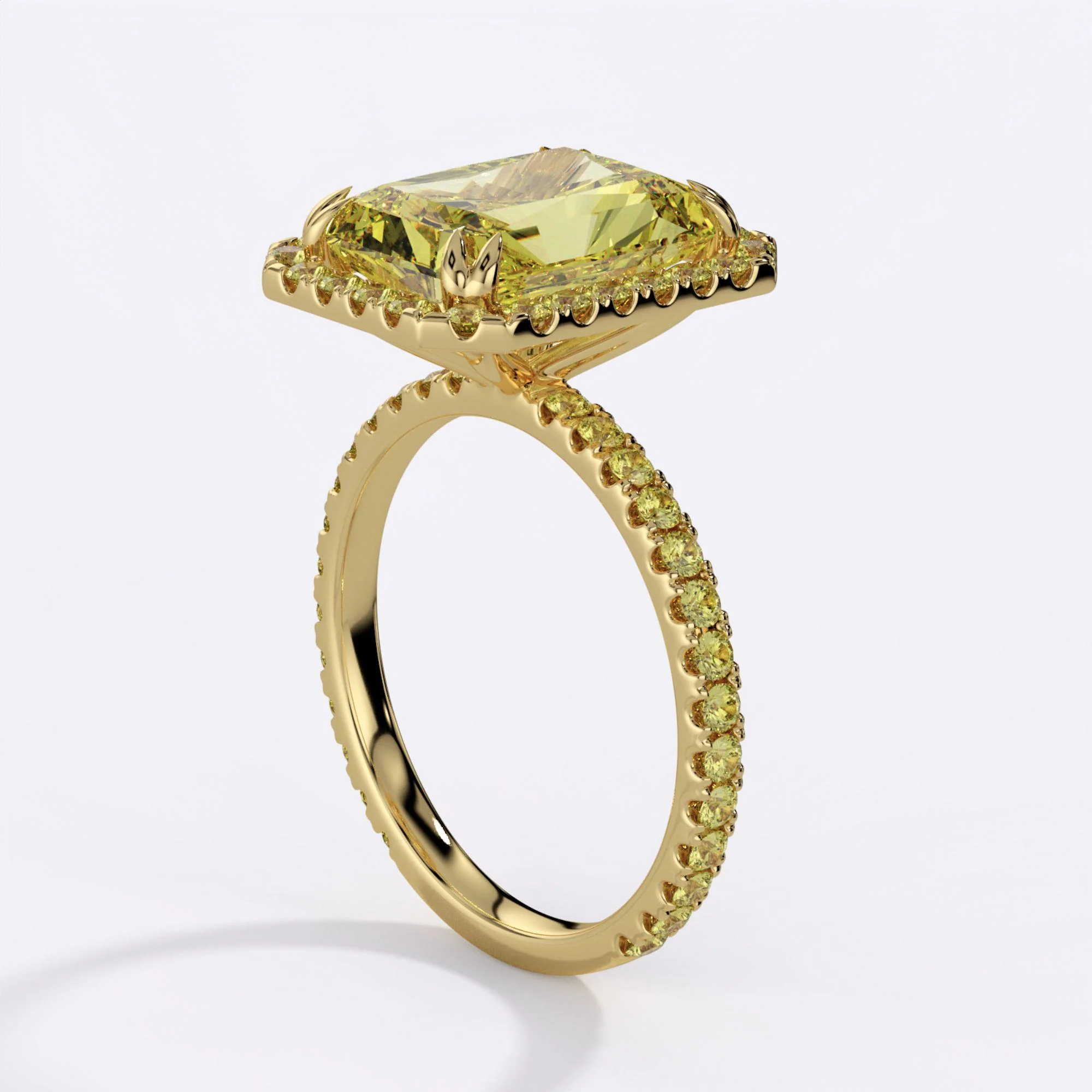 GIA Certified 4.12 Carat Fancy Yellow Radiant Cut Diamond Halo Engagement Ring - Image 2