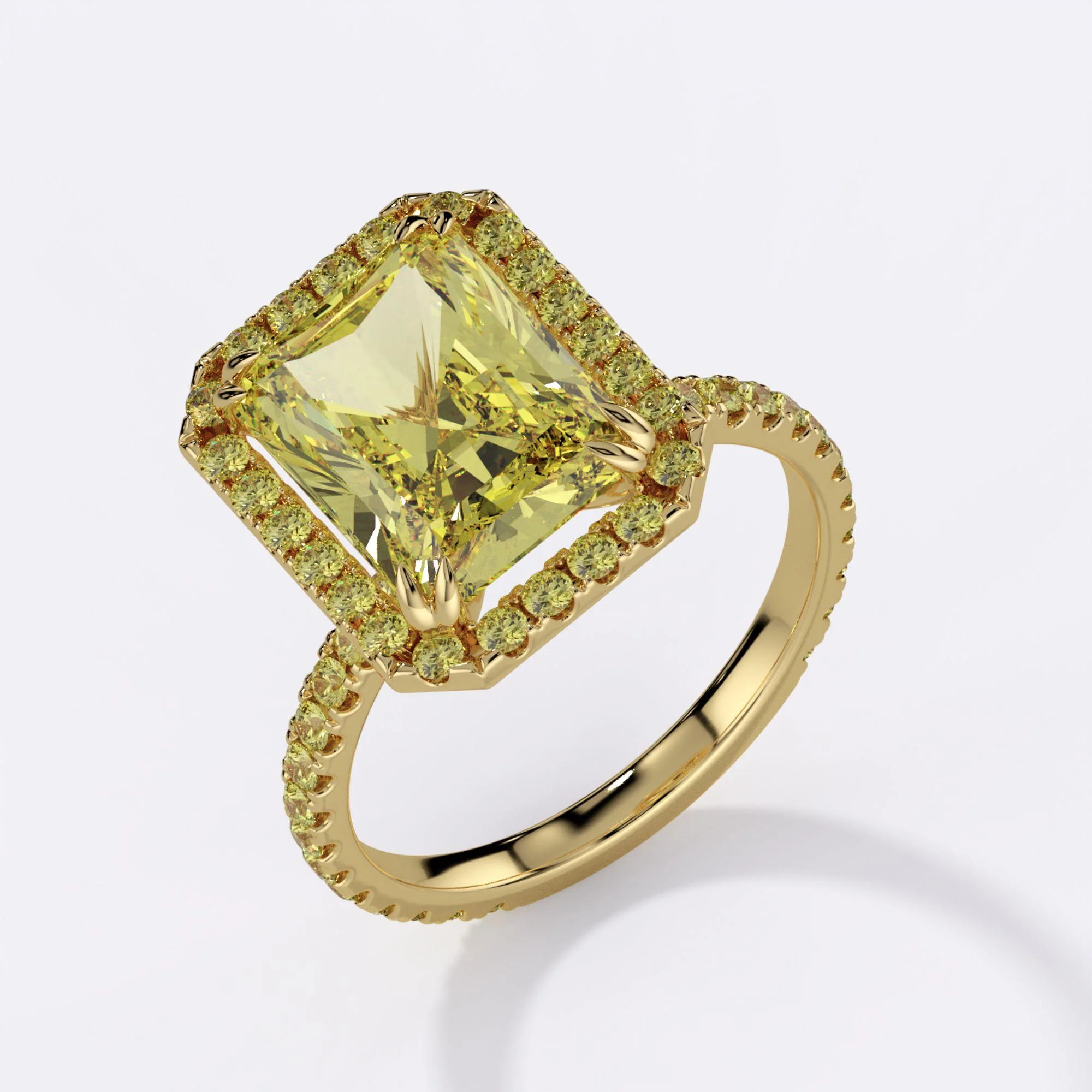 GIA Certified 4.12 Carat Fancy Yellow Radiant Cut Diamond Halo Engagement Ring - Image 3