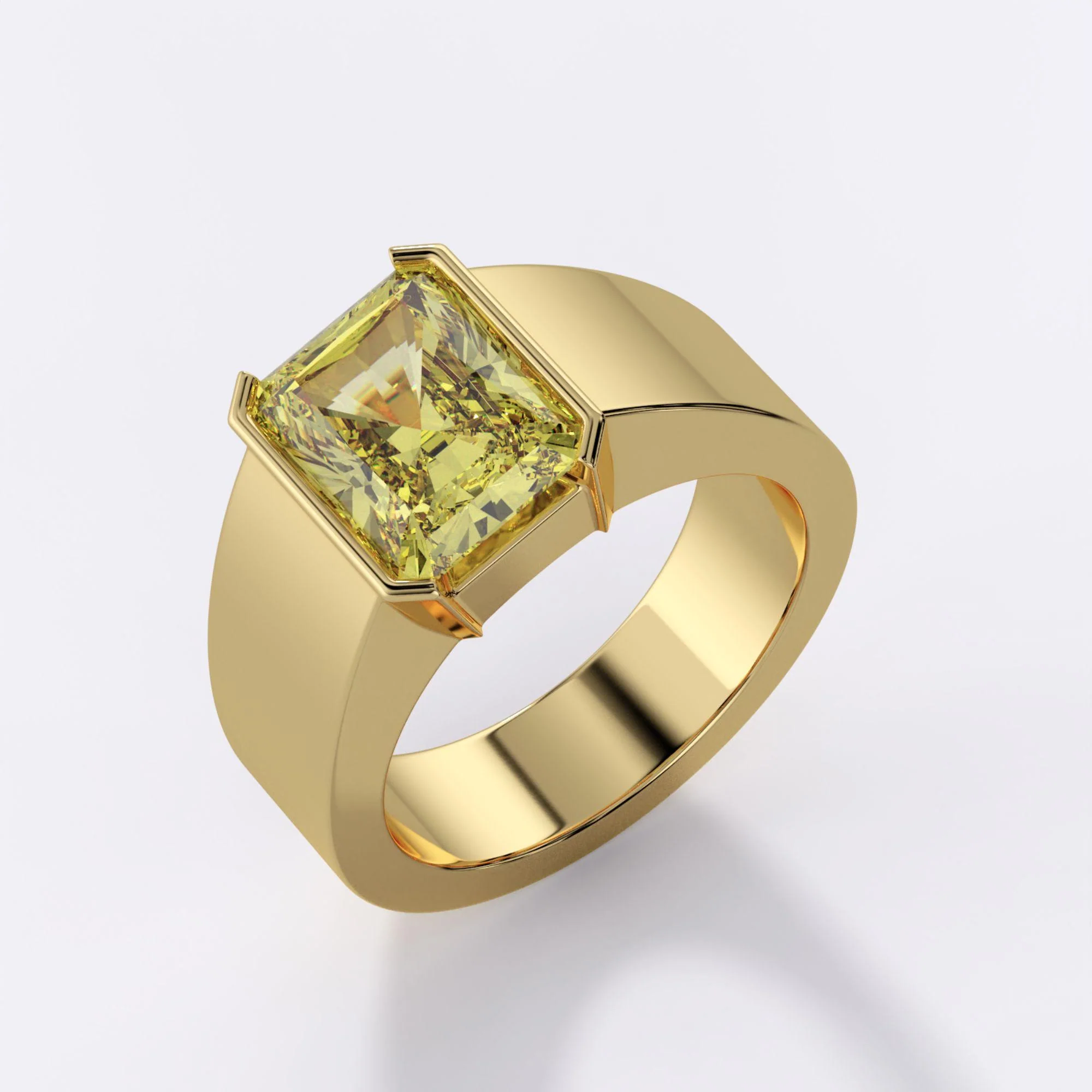GIA Certified 4.12 Carat Fancy Yellow Radiant Cut Diamond Solitaire Unisex Ring - Image 3