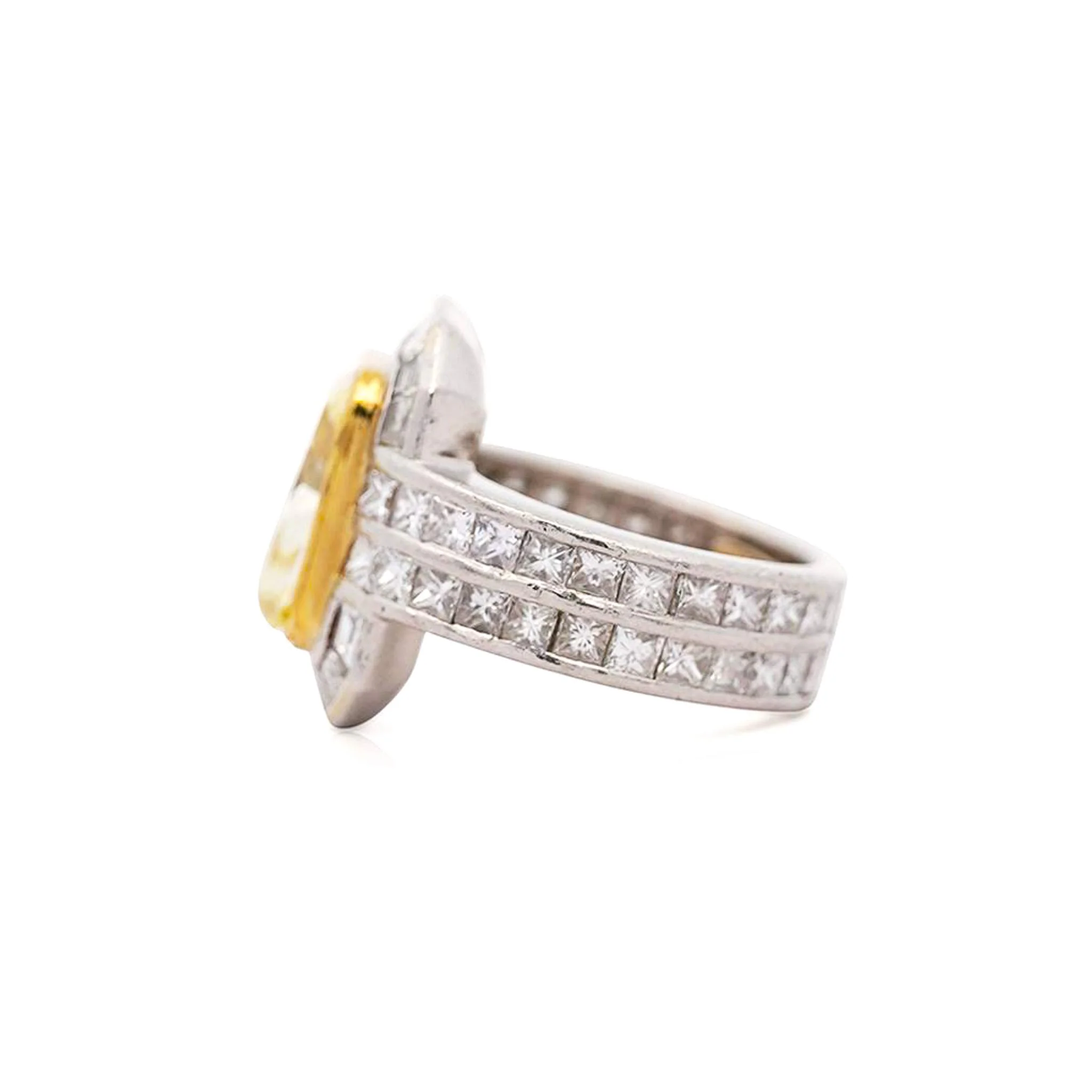 GIA Certified 4.12 Carat Fancy Yellow VS1 Radiant Diamond Halo Engagement Ring - Image 4