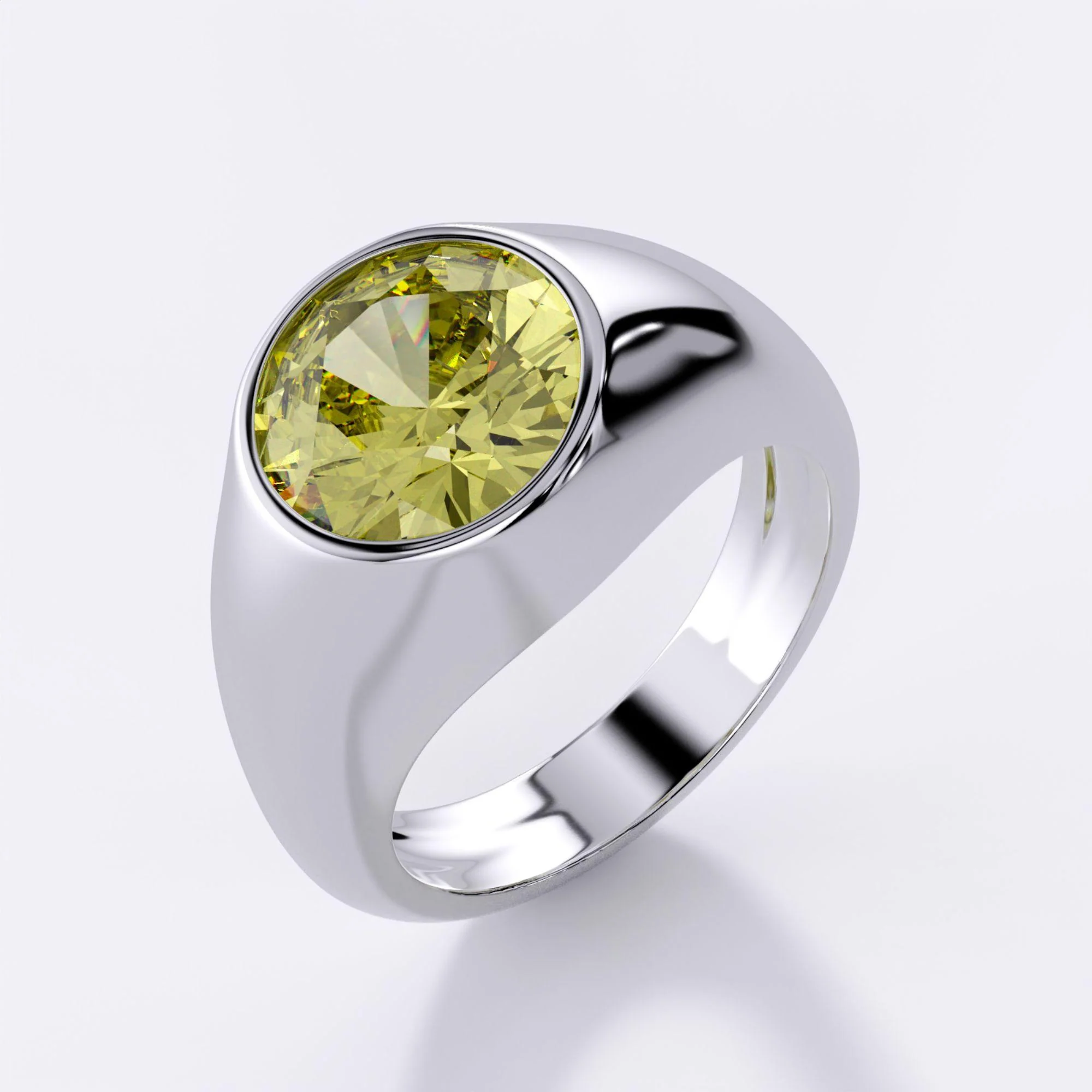 GIA Certified 4.65 Carat Fancy Deep Yellow Diamond Solitaire Bezel Set Mens Ring - Image 3