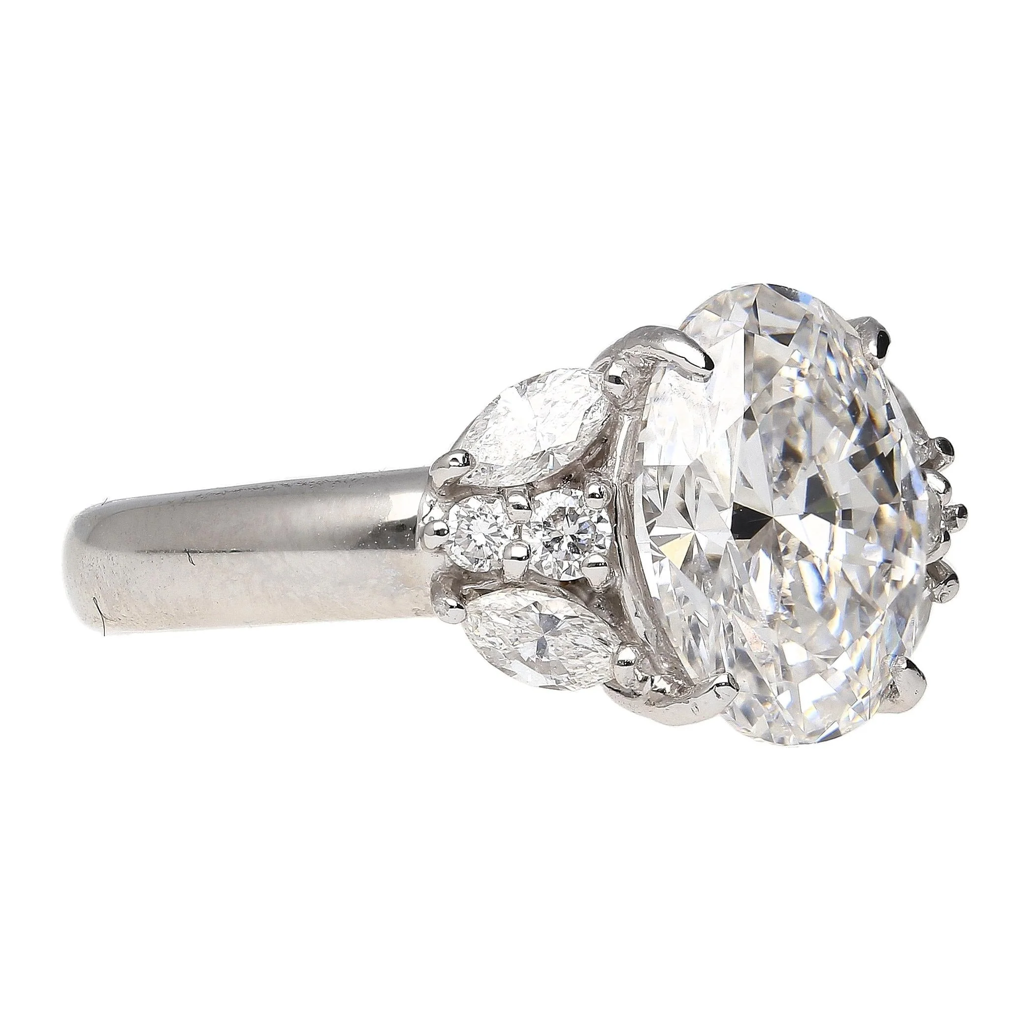 GIA Certified 3.23 Carat TW Oval Lab Grown Diamond Platinum Engagement Ring - Image 3
