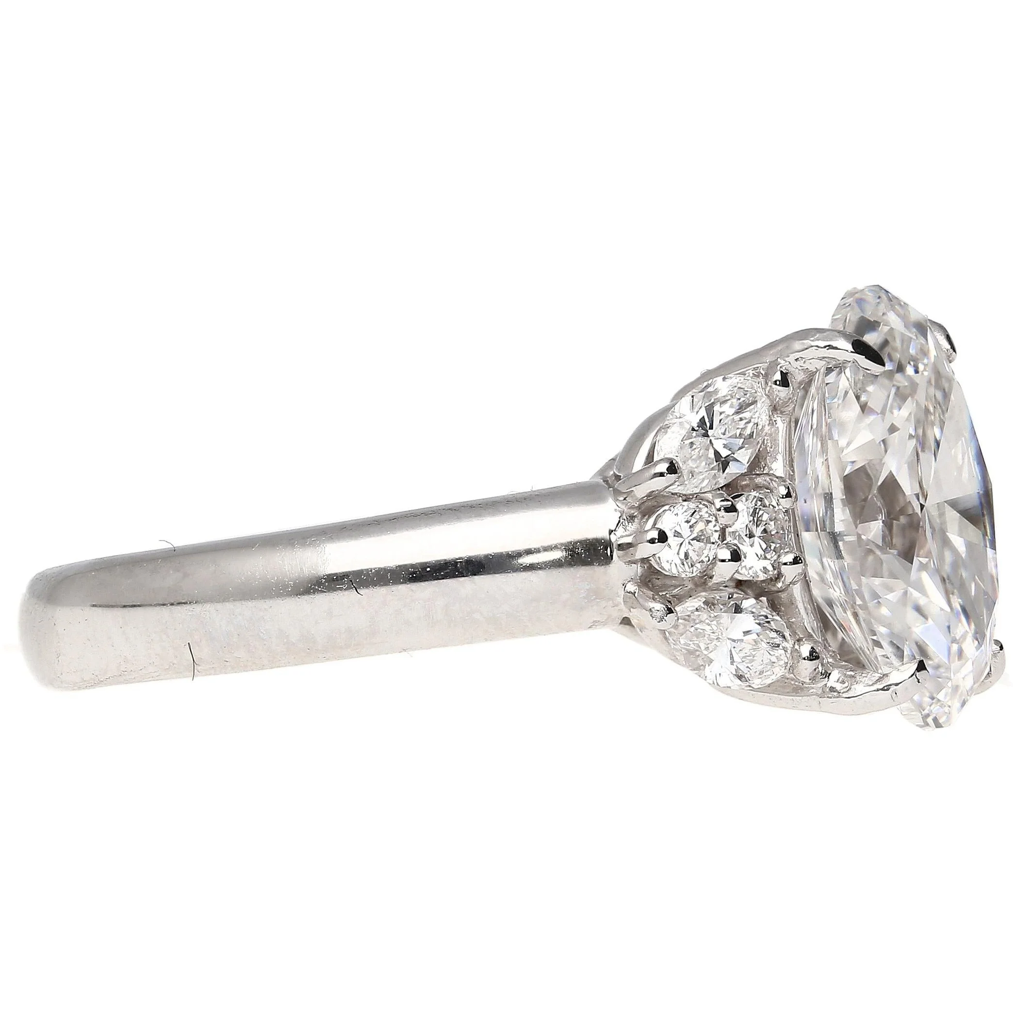 GIA Certified 3.23 Carat TW Oval Lab Grown Diamond Platinum Engagement Ring - Image 4