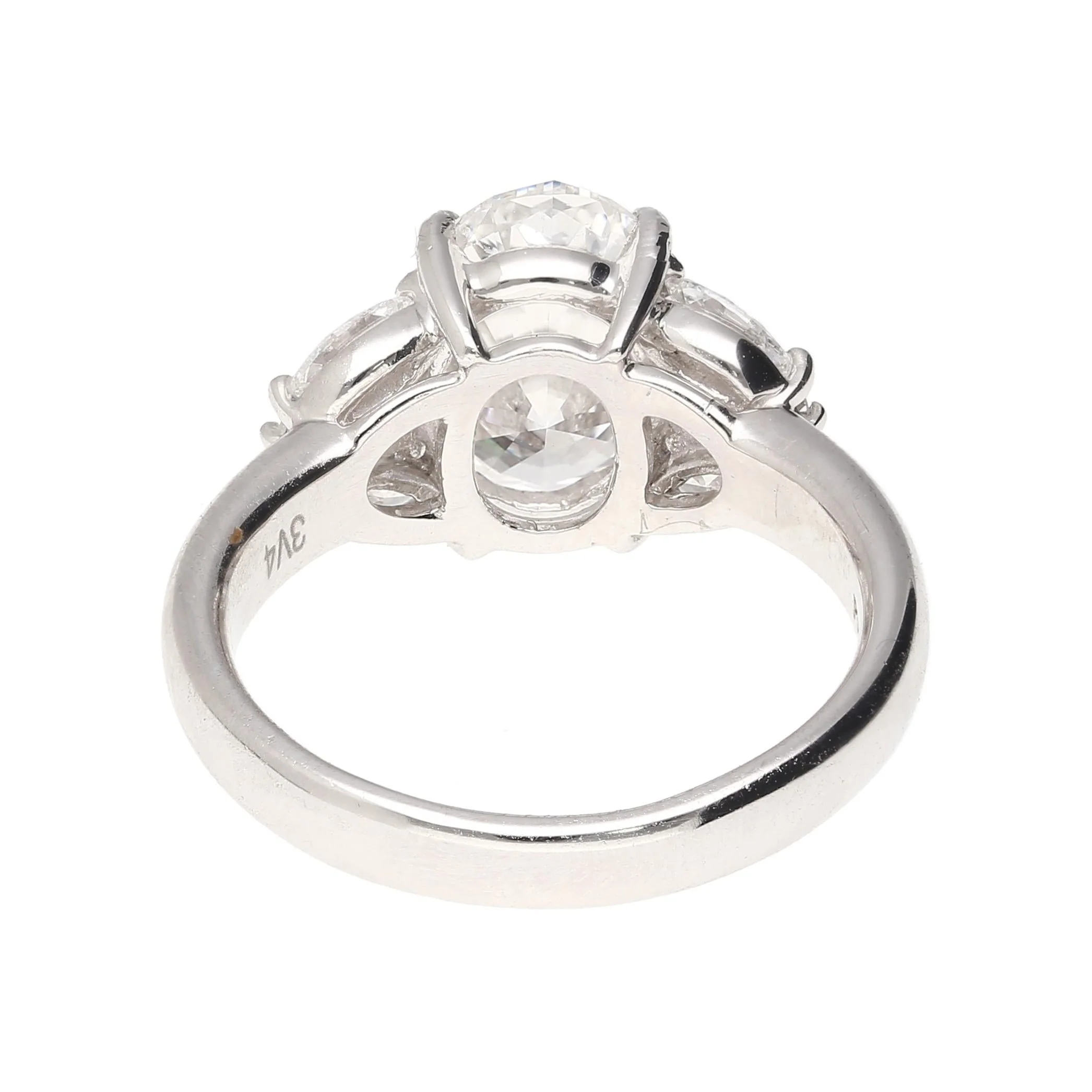 GIA Certified 3.23 Carat TW Oval Lab Grown Diamond Platinum Engagement Ring - Image 5