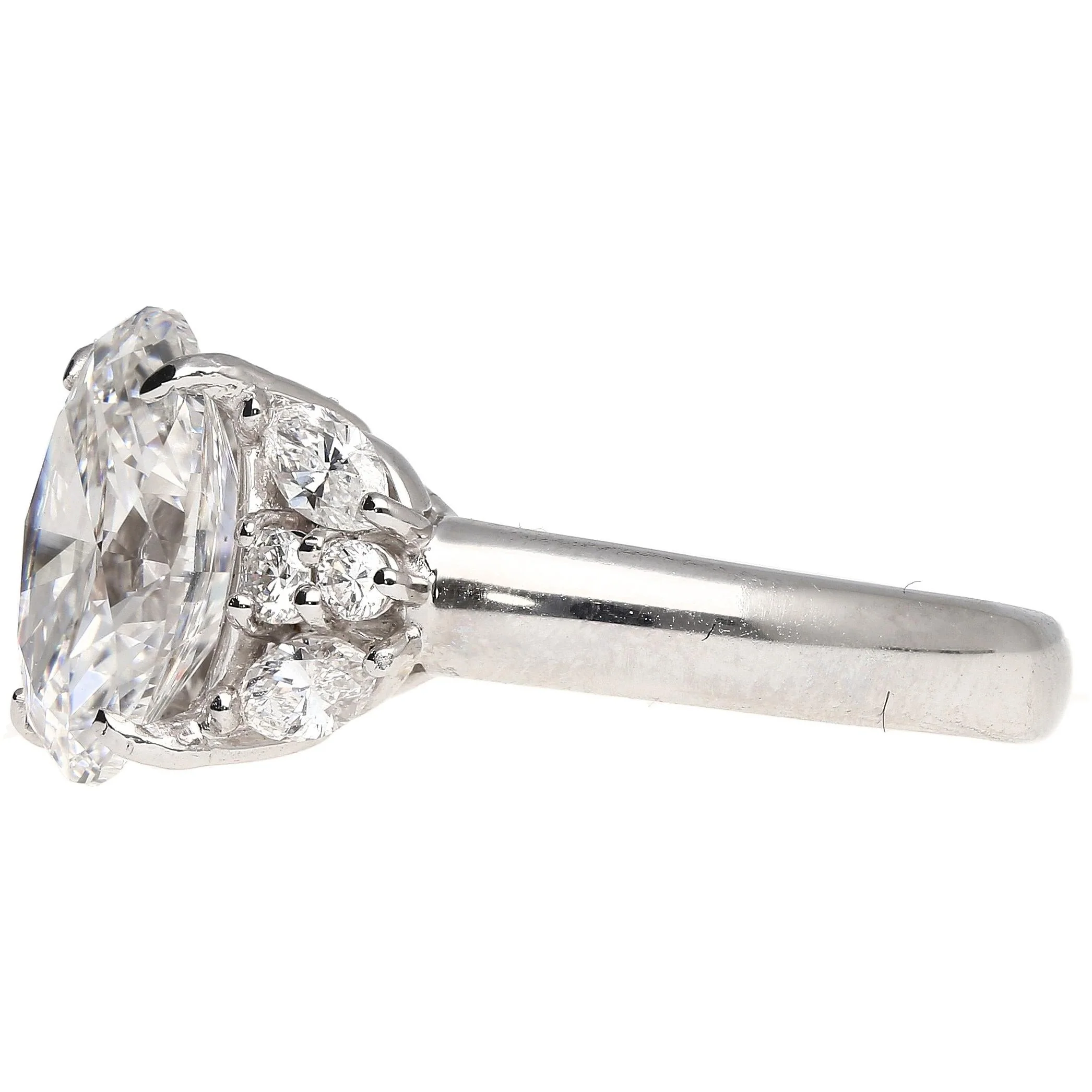 GIA Certified 3.23 Carat TW Oval Lab Grown Diamond Platinum Engagement Ring - Image 6