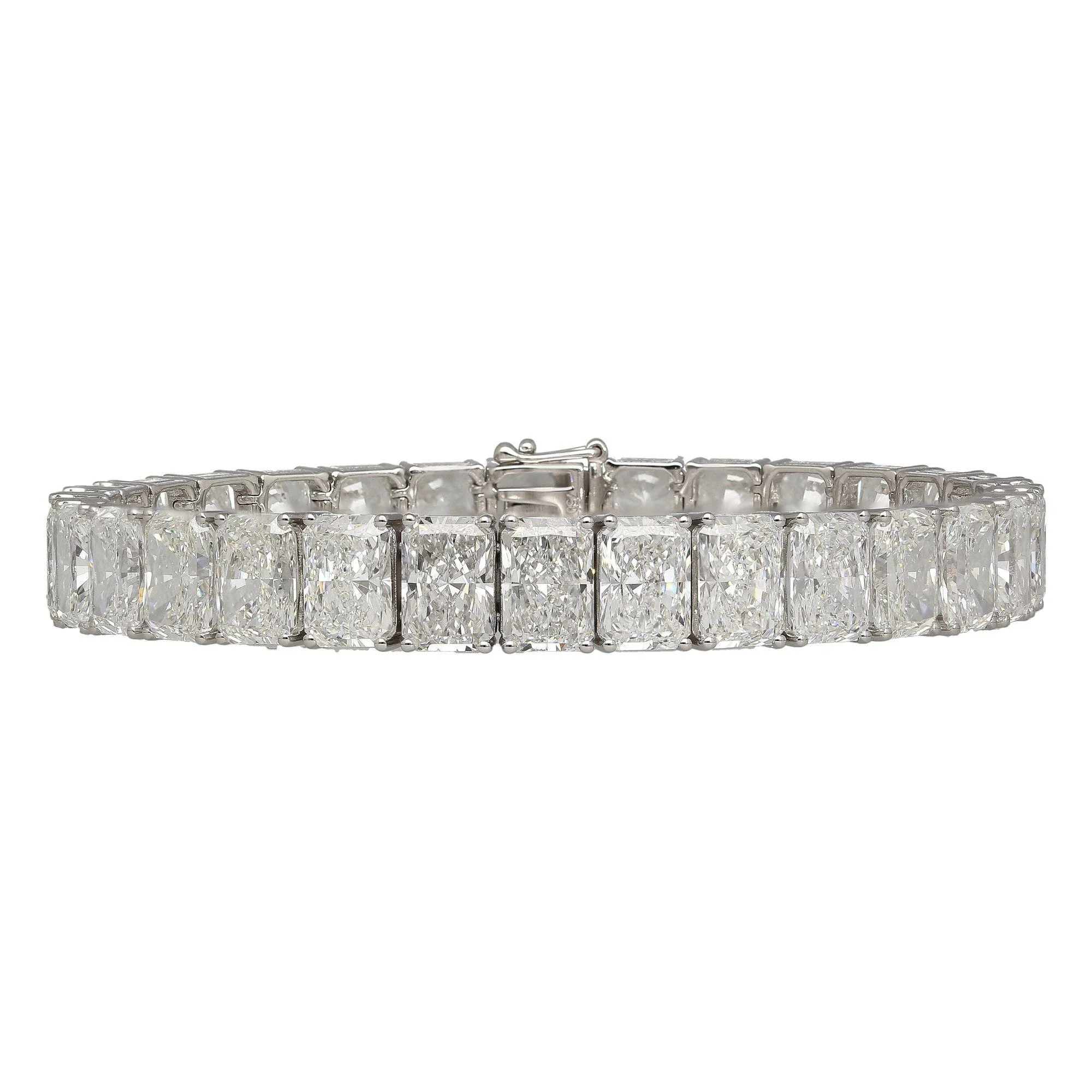 GIA Certified 46 Carat Radiant Cut Lab Grown Diamond Tennis Bracelet - Image 3