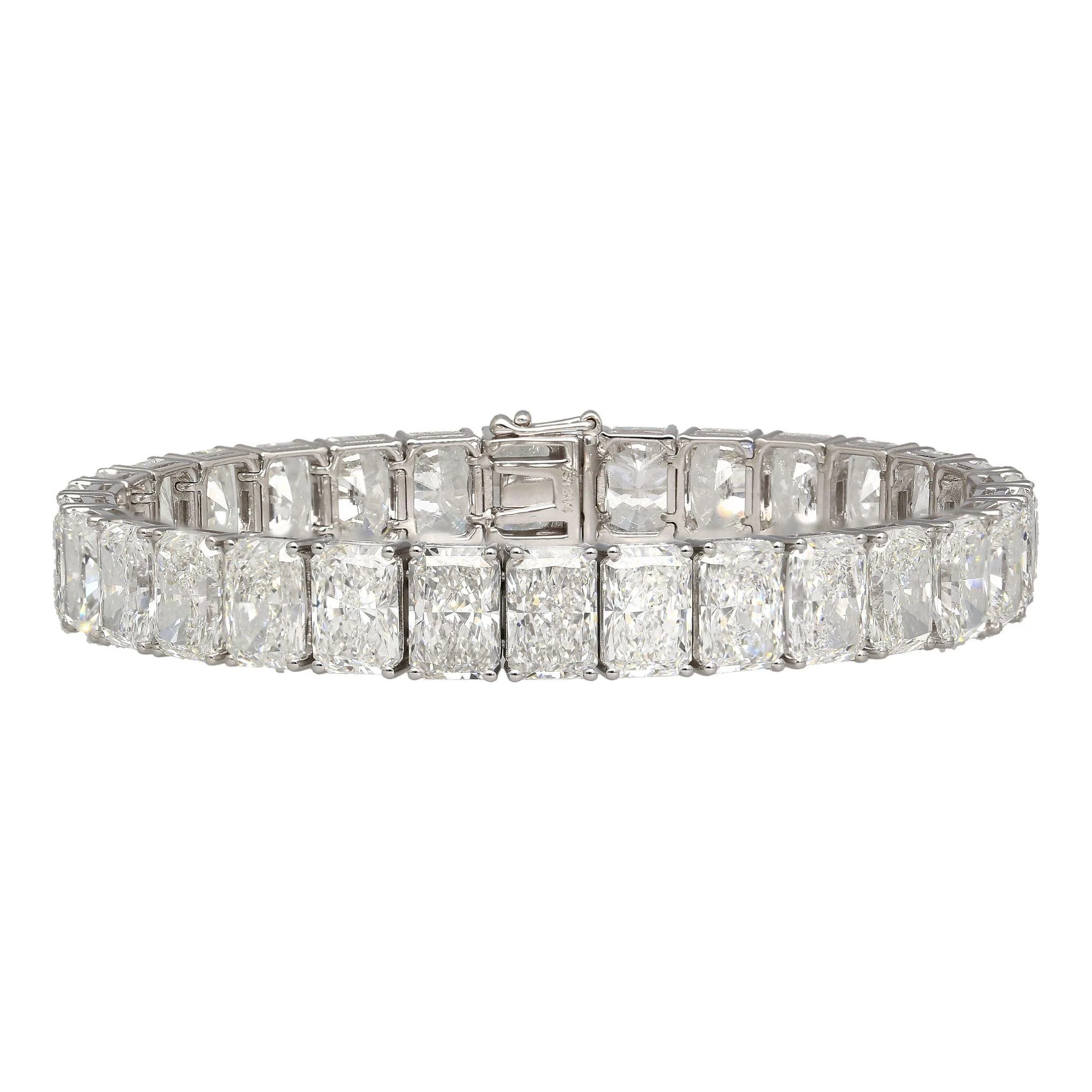 GIA Certified 46 Carat Radiant Cut Lab Grown Diamond Tennis Bracelet - Image 5