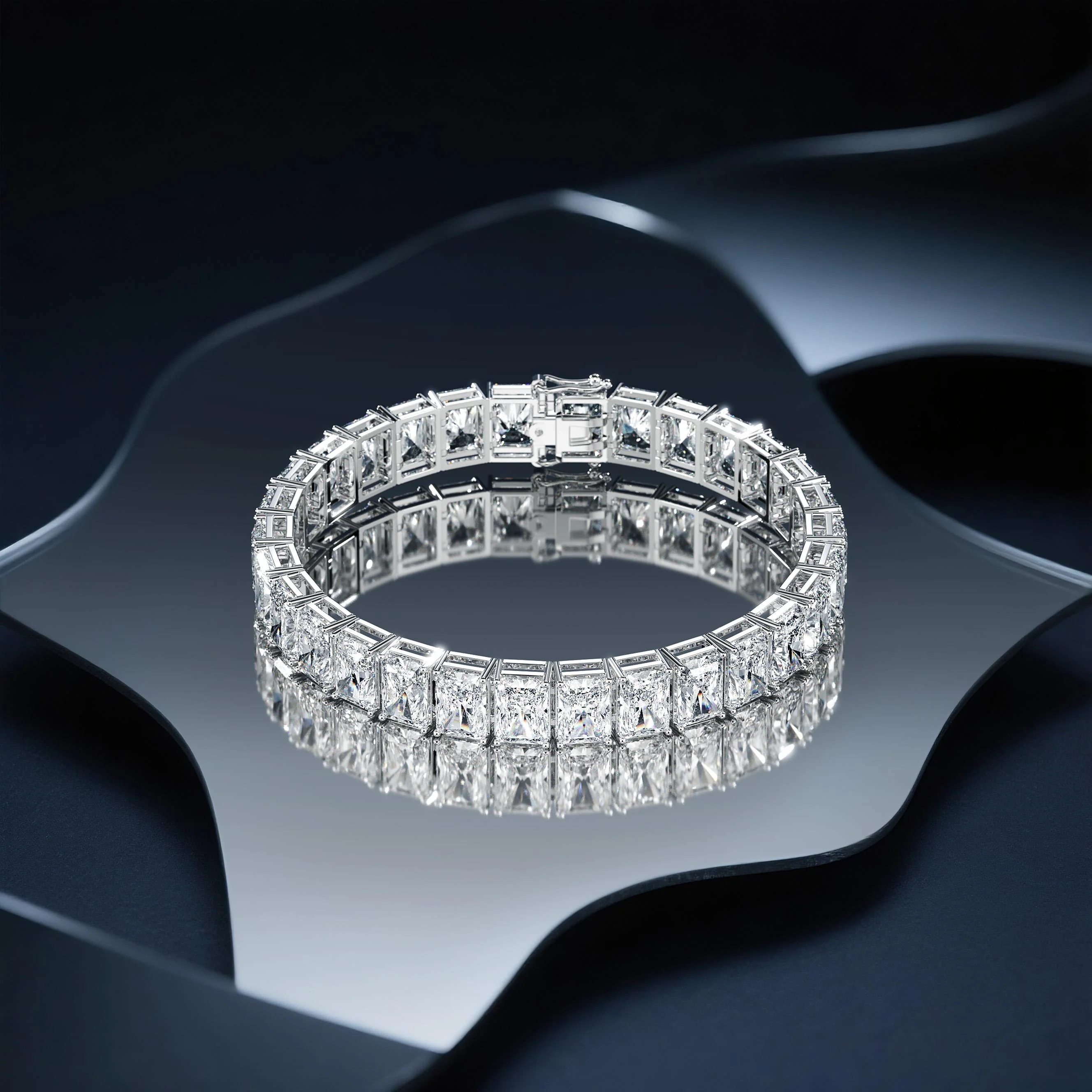 GIA Certified 46 Carat Radiant Cut Lab Grown Diamond Tennis Bracelet - Image 6