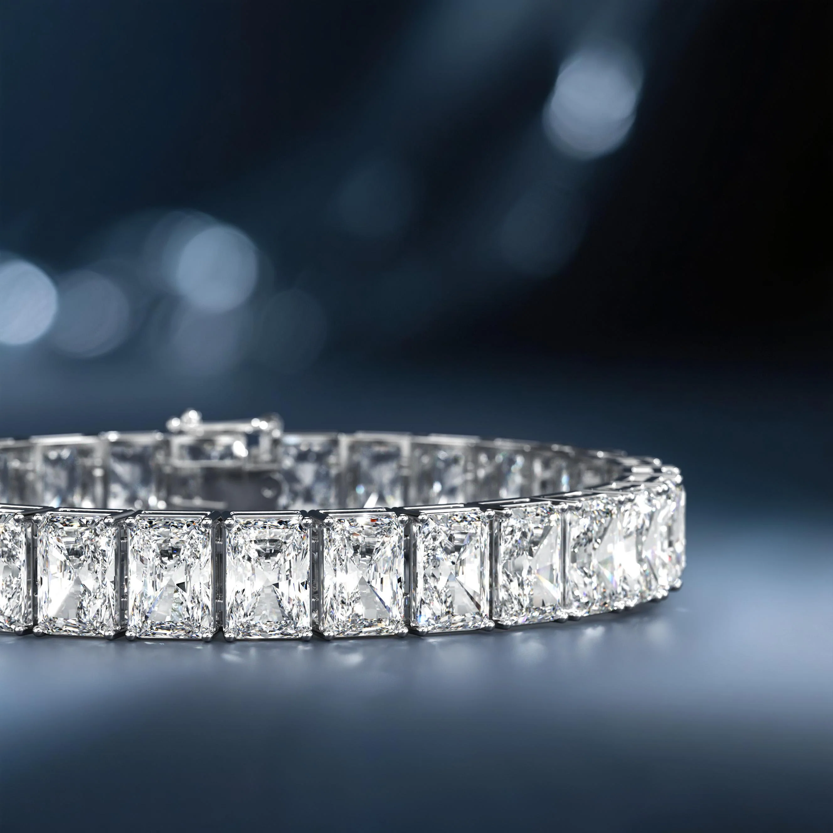 GIA Certified 46 Carat Radiant Cut Lab Grown Diamond Tennis Bracelet - Image 7