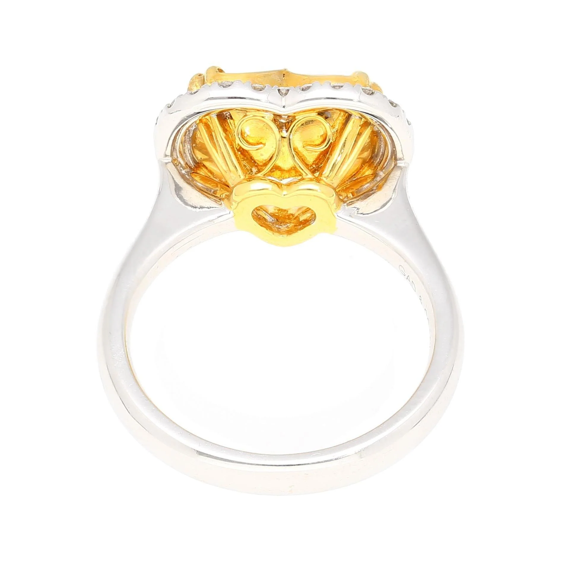 GIA Certified 5.03 Carat Fancy Yellow Heart-Shaped Diamond & Halo 18K Gold Ring - Image 4