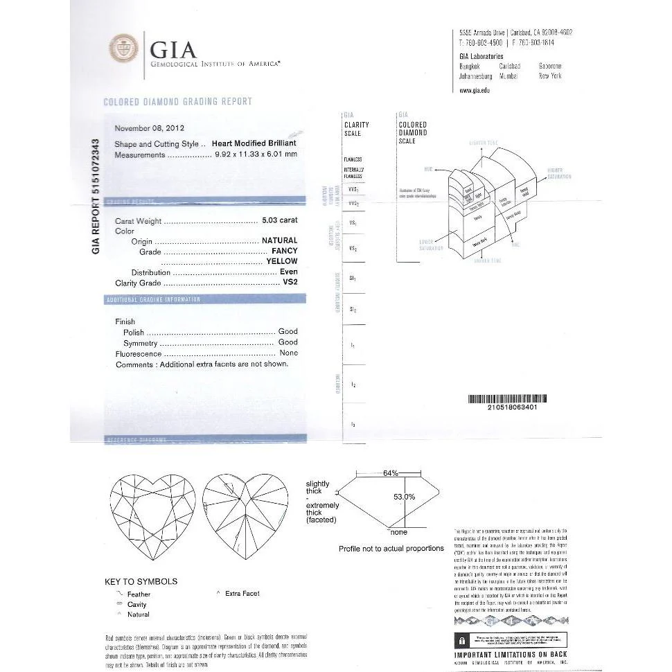 GIA Certified 5.03 Carat Fancy Yellow Heart-Shaped Diamond & Halo 18K Gold Ring - Image 7