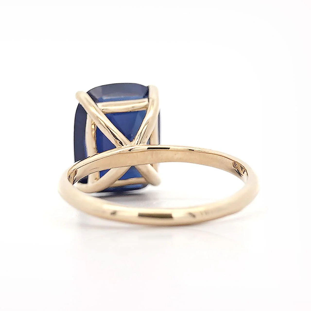 GIA Certified 5.11 Carat Cushion Blue Sapphire 14K Yellow Gold Solitaire Ring - Image 6