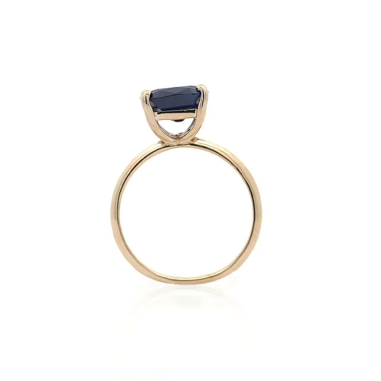 GIA Certified 5.11 Carat Cushion Blue Sapphire 14K Yellow Gold Solitaire Ring - Image 5