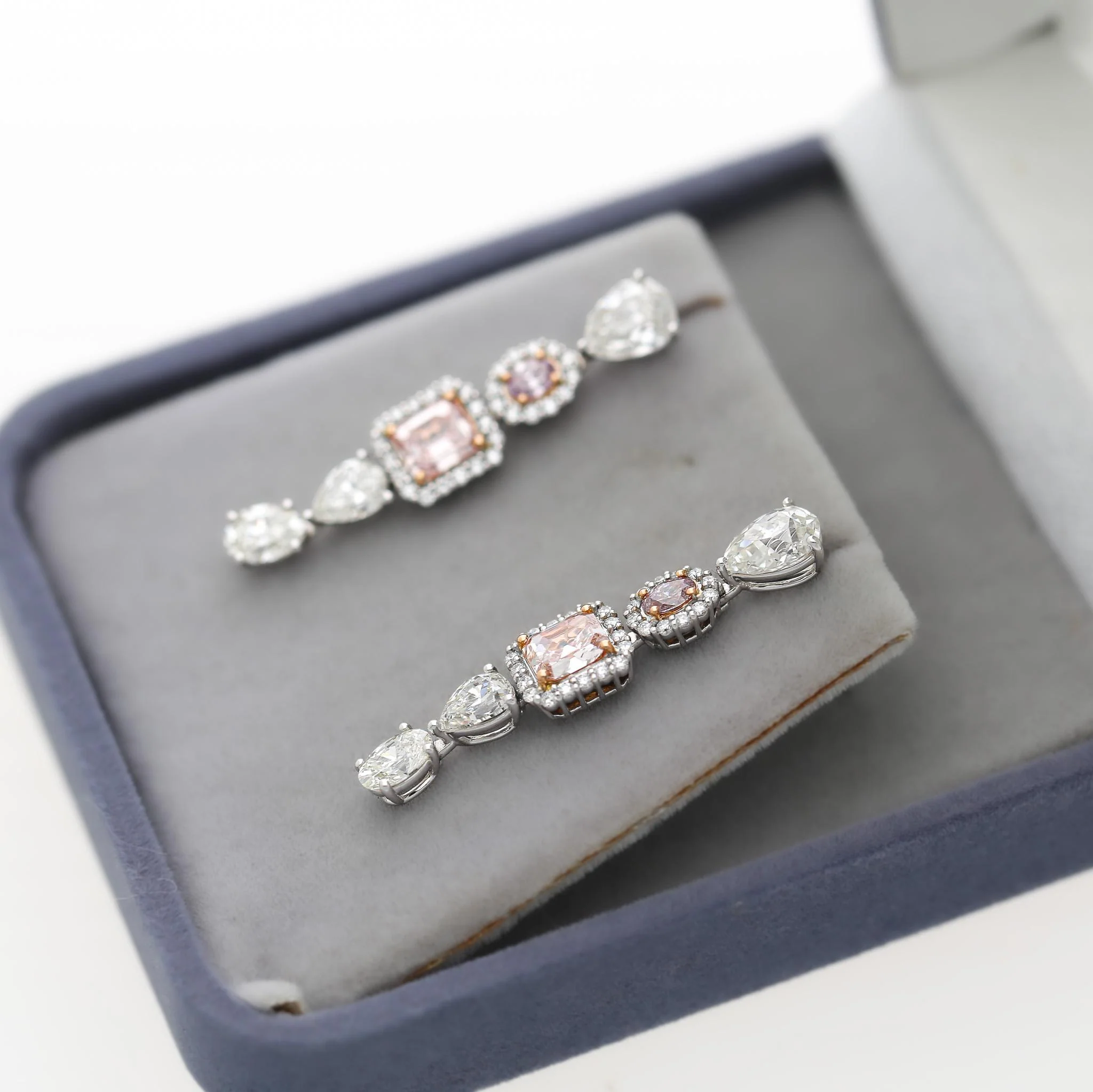 GIA Certified 5.3 Carat Fancy Pink Orange & White Diamond 18K Drop Earrings - Image 8