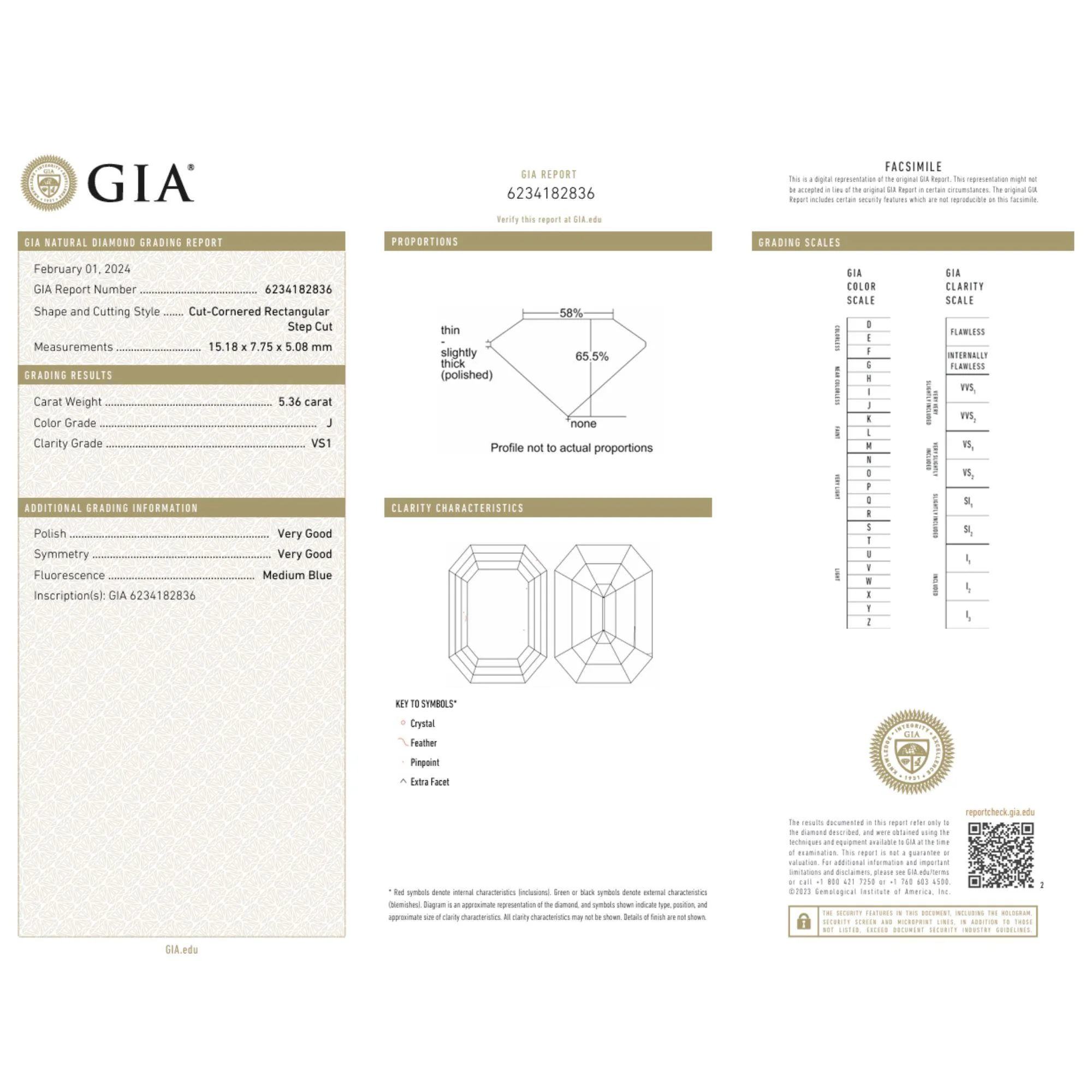 GIA Certified 5.36 Carat Emerald Cut J Color VS1 Clarity Loose Diamond - Image 7