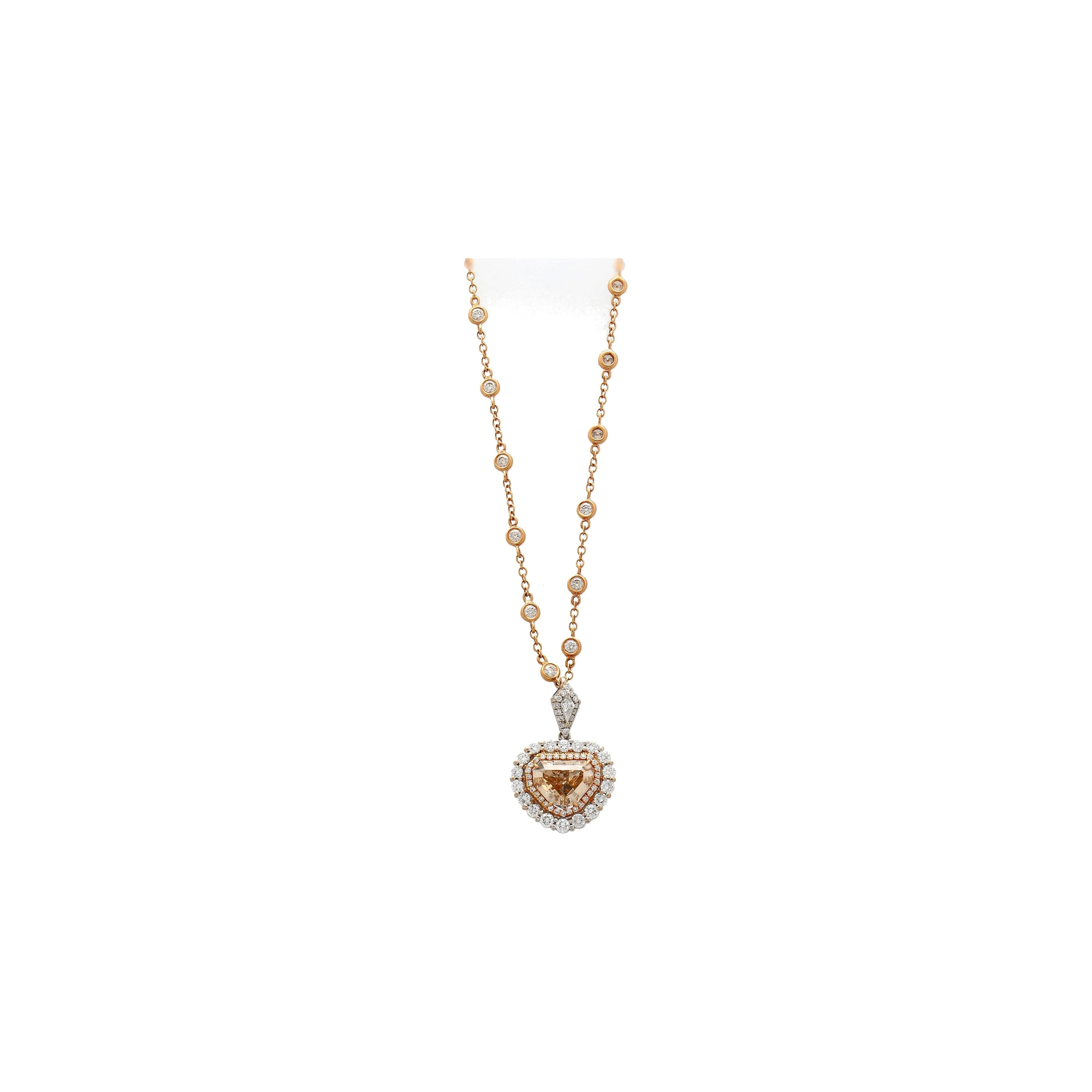 GIA Certified 5.78ct Color Shield Cut Diamond Pendant Necklace - Image 5