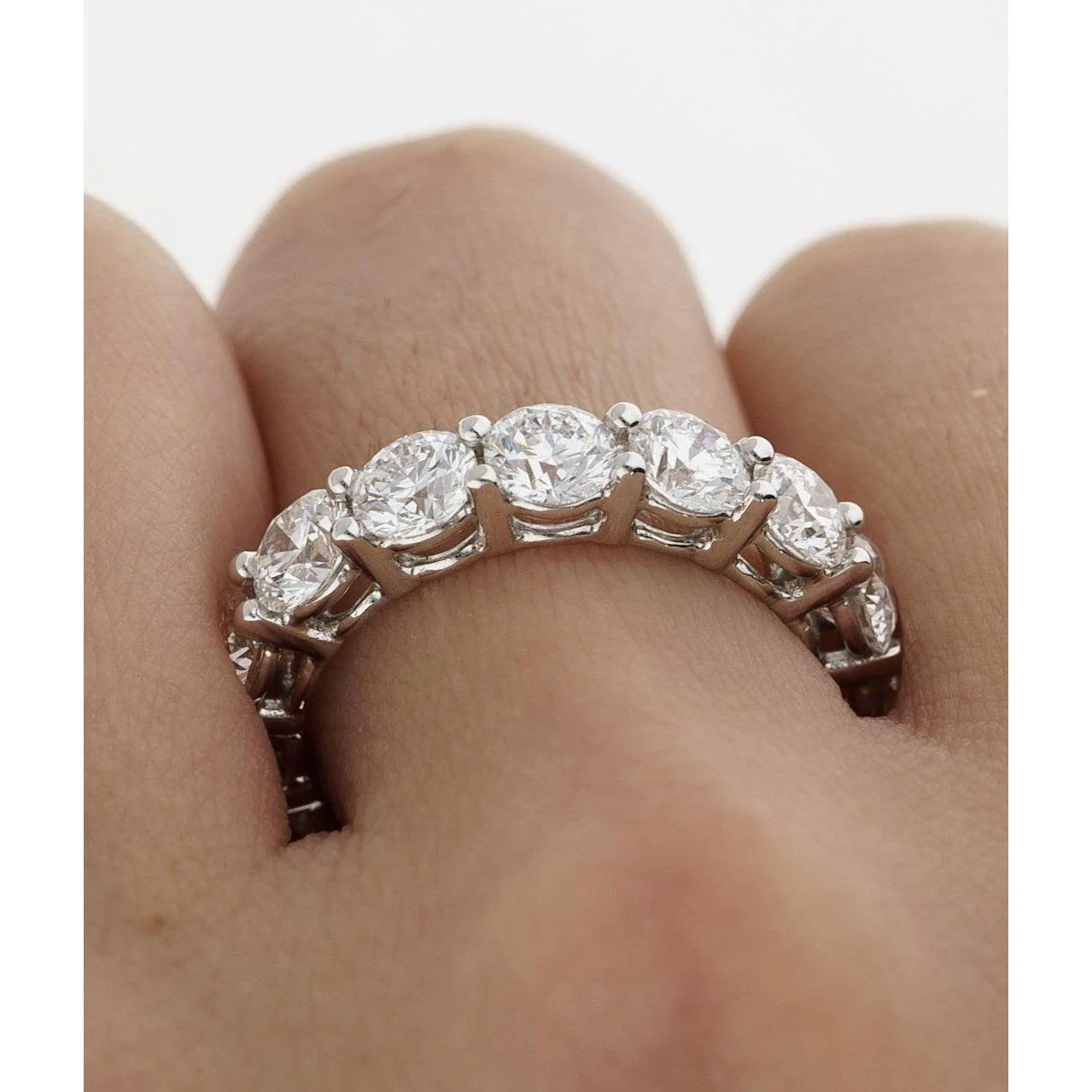GIA Certified 5 Carat D/VS1 Diamond Wedding Eternity Band Ring in 18K White Gold - Image 7
