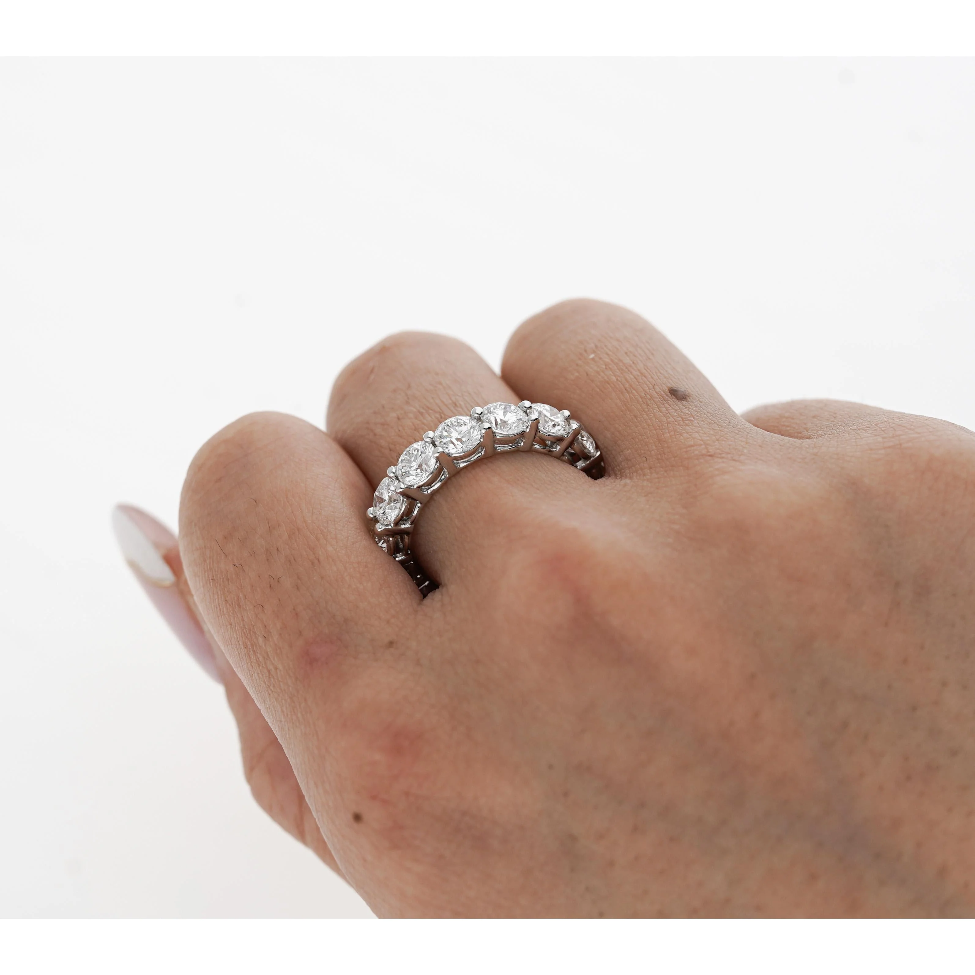 GIA Certified 5 Carat D/VS1 Diamond Wedding Eternity Band Ring in 18K White Gold - Image 9