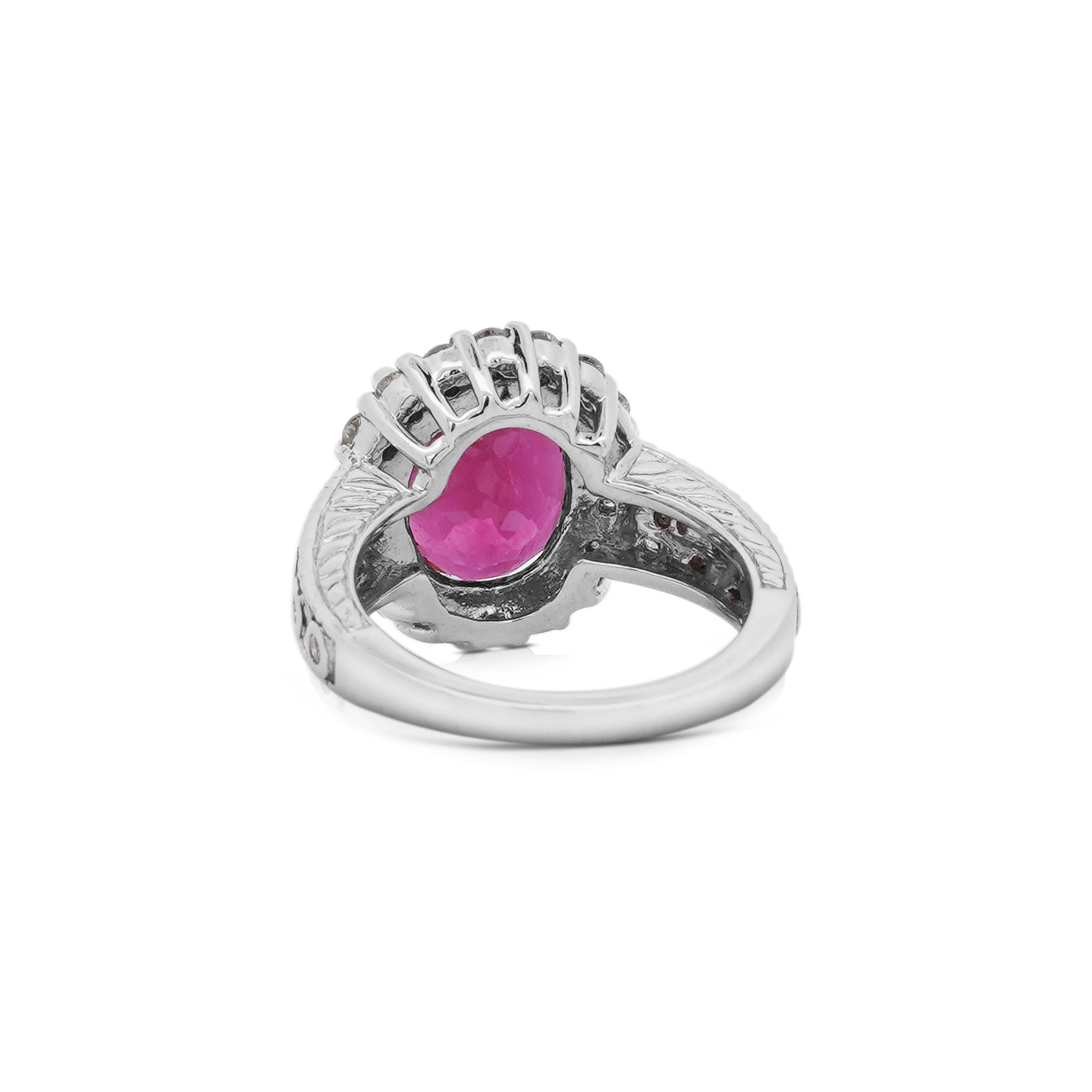 GIA Cert. 5.52 Carat Rubellite and Diamond Halo Filigree Ring - Image 8
