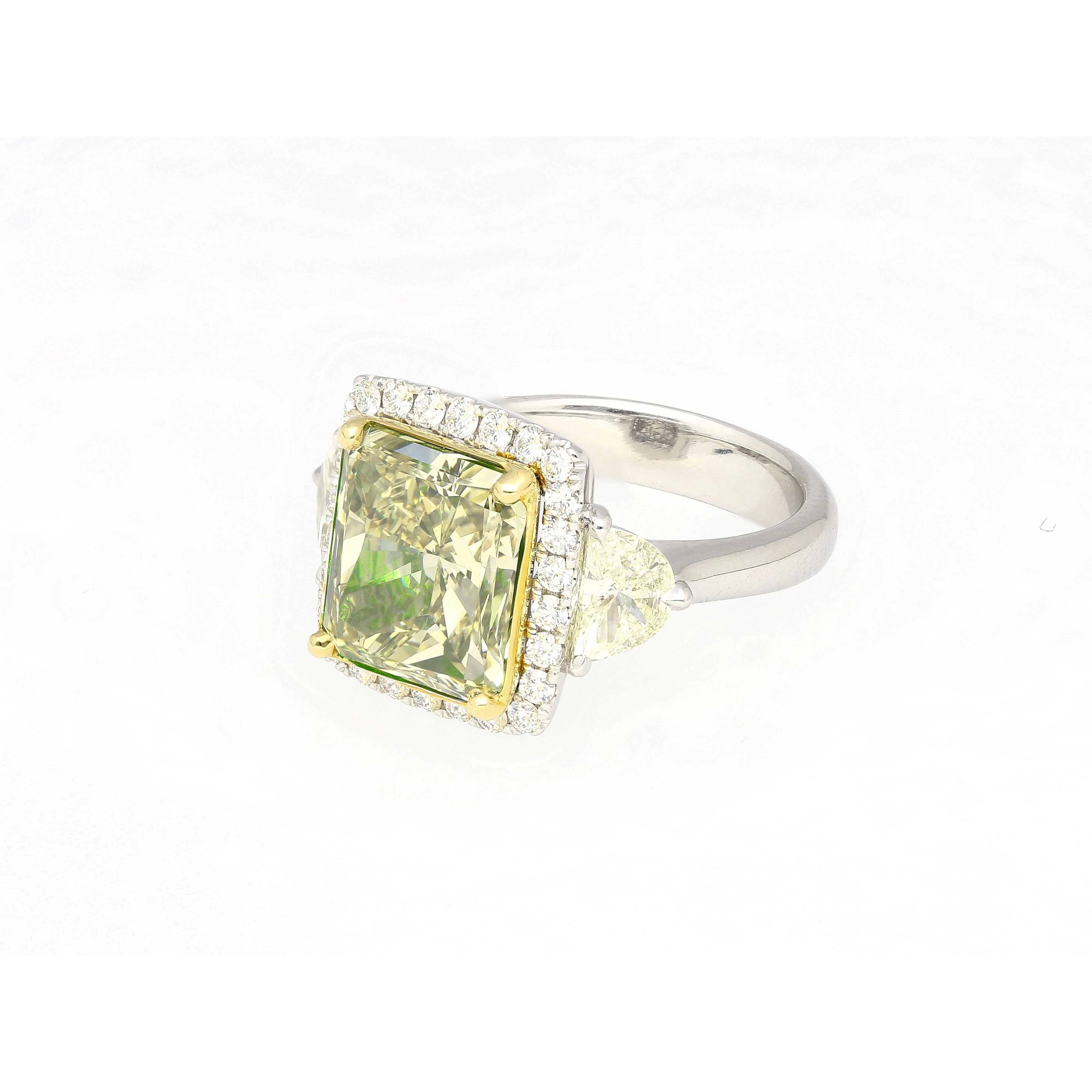 GIA Certified 6.07 Carat Radiant Cut Fancy Brownish Greenish Yellow Diamond Ring - Image 4