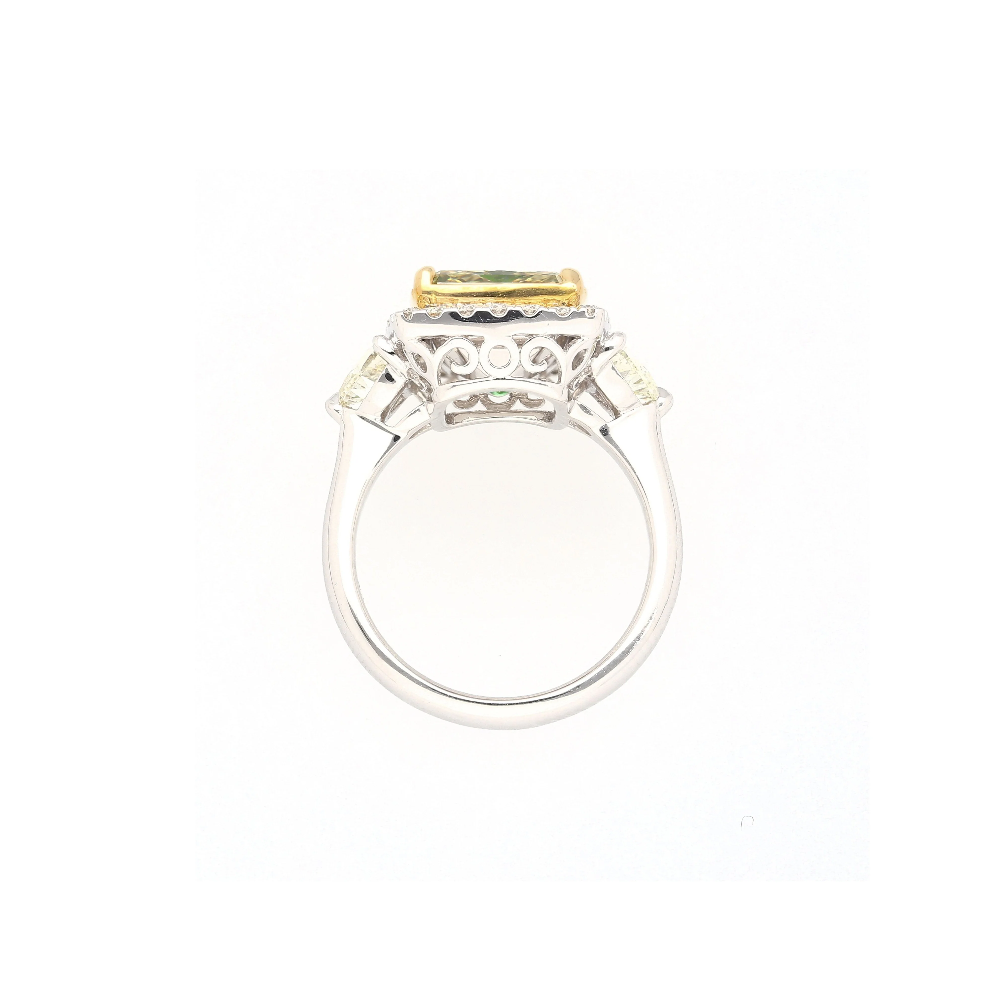 GIA Certified 6.07 Carat Radiant Cut Fancy Brownish Greenish Yellow Diamond Ring - Image 5