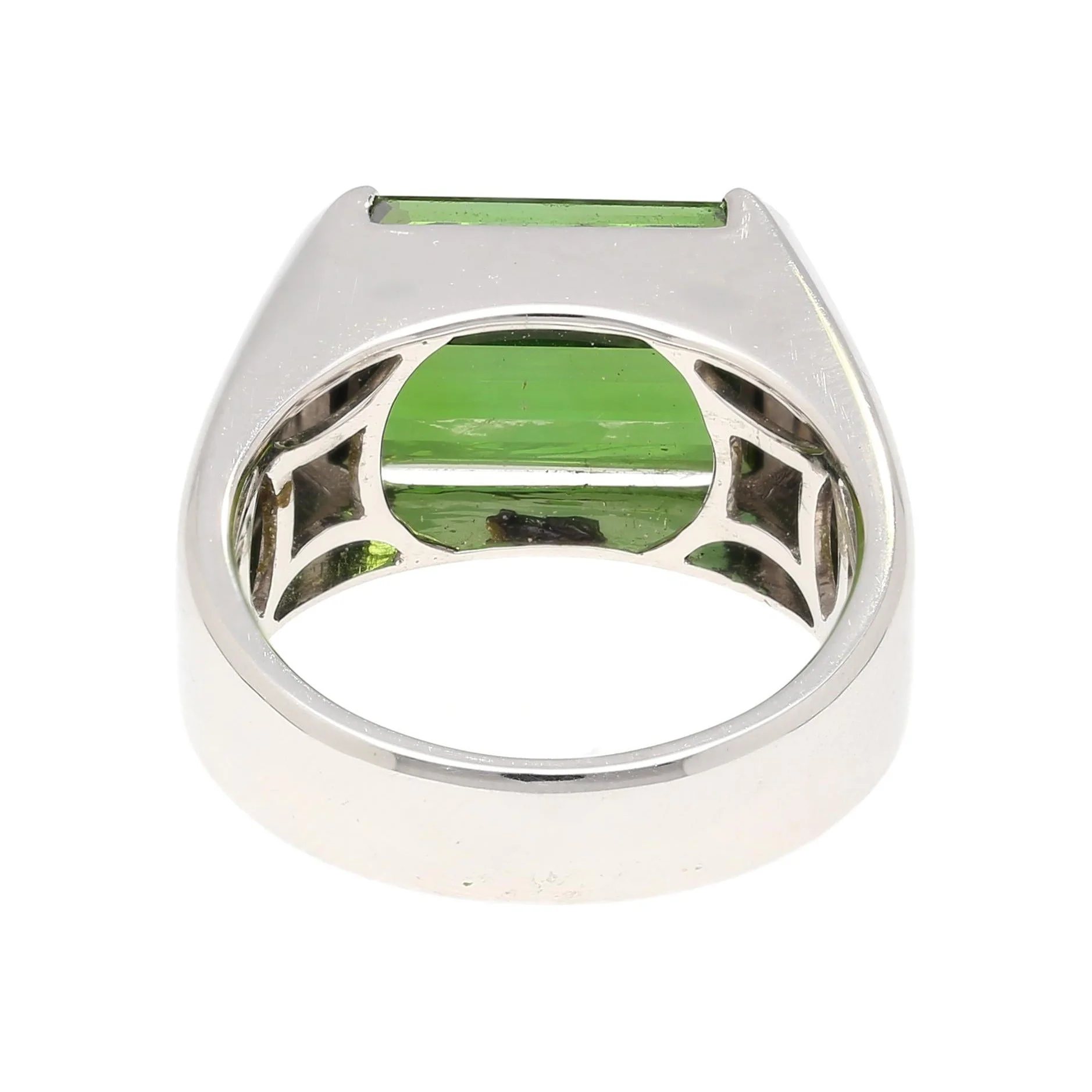 GIA Certified 6.47 Carat Green Tourmaline East-West Half Bezel 18K Ring - Image 6