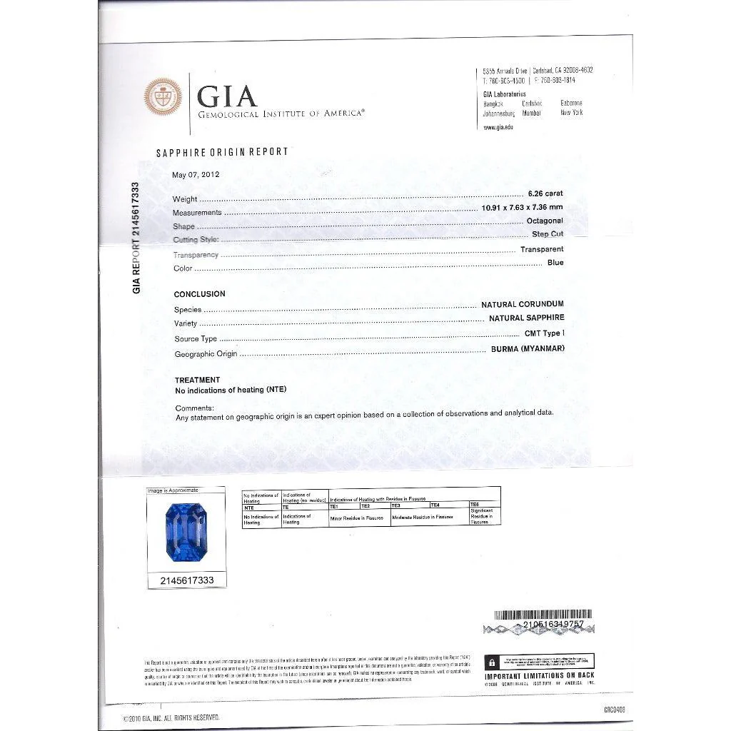 GIA Certified 6 Carat Emerald Cut No Heat Burma Blue Sapphire & Diamond Ring - Image 11