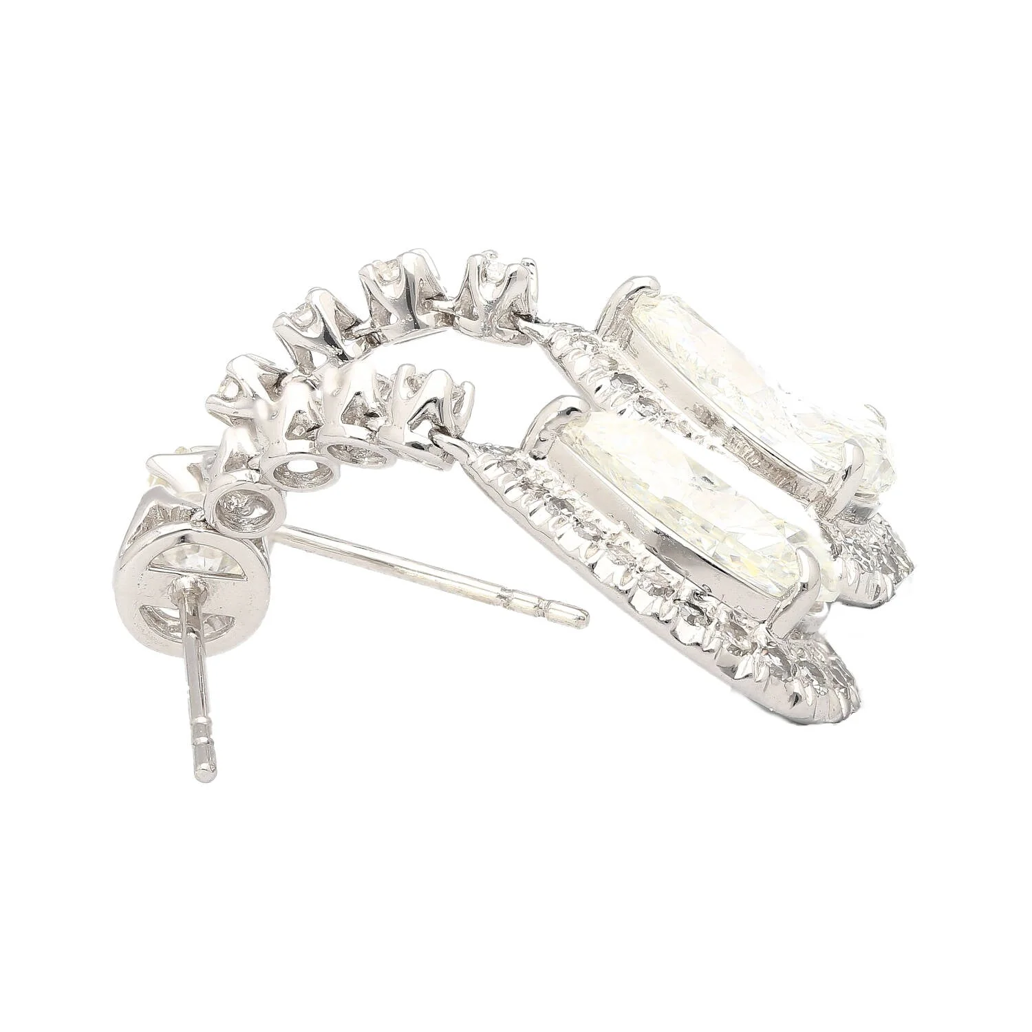 GIA Certified 7.51 Carat Total Pear Cut Diamond Drop Earrings in 18K White Gold - Image 7