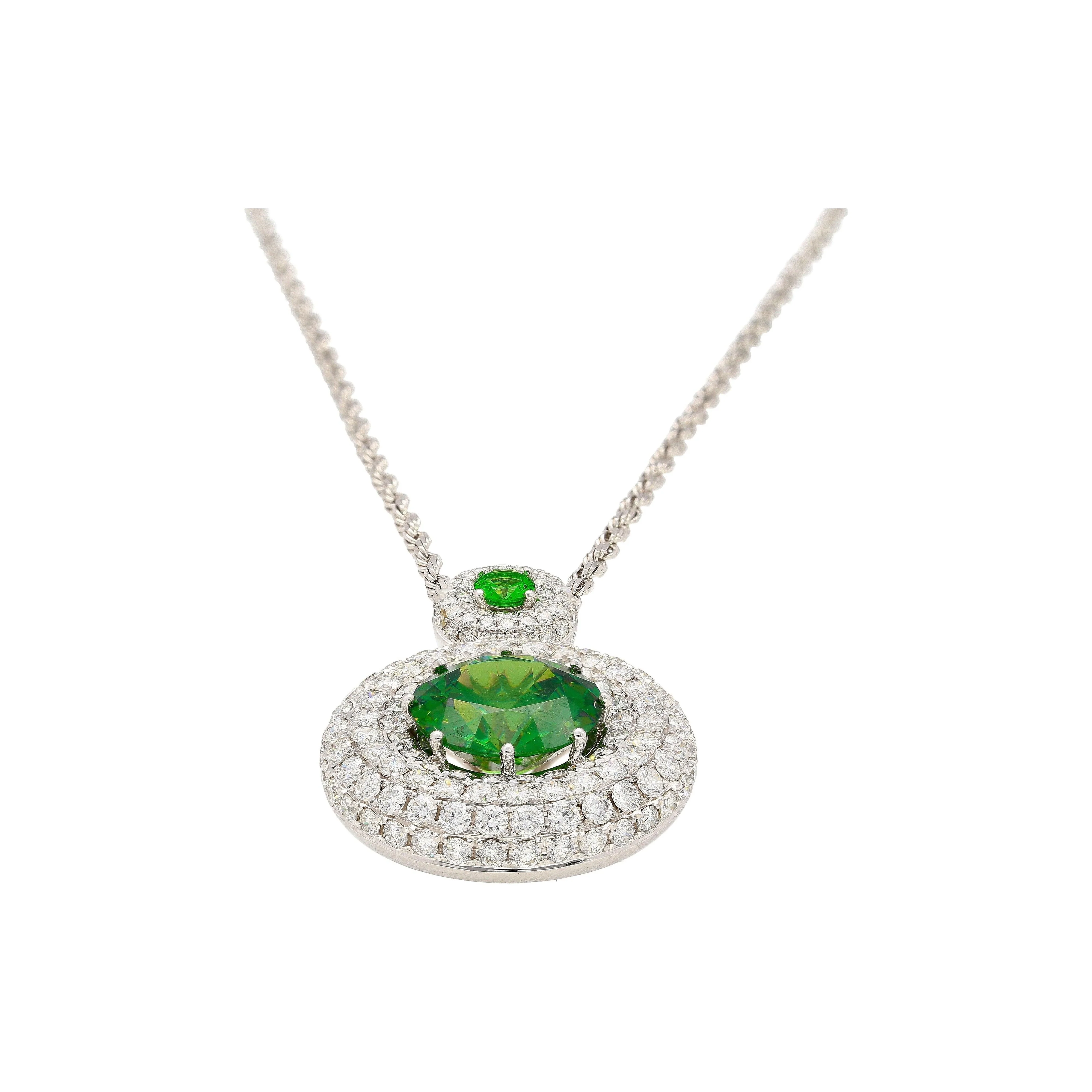 GIA Certified 8.58 Carat Demantoid Pendant Necklace in 18K White Gold - Image 3