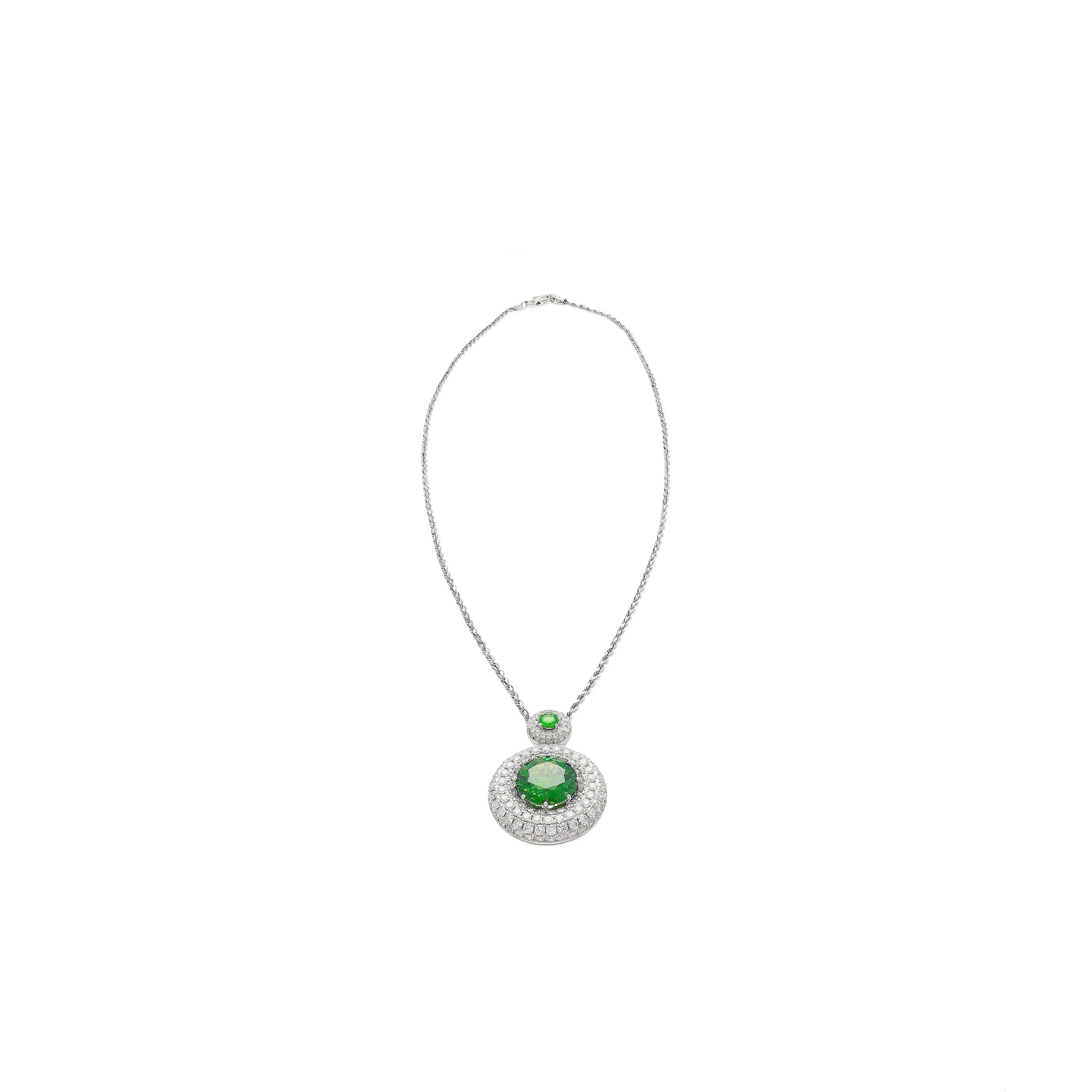 GIA Certified 8.58 Carat Demantoid Pendant Necklace in 18K White Gold - Image 5