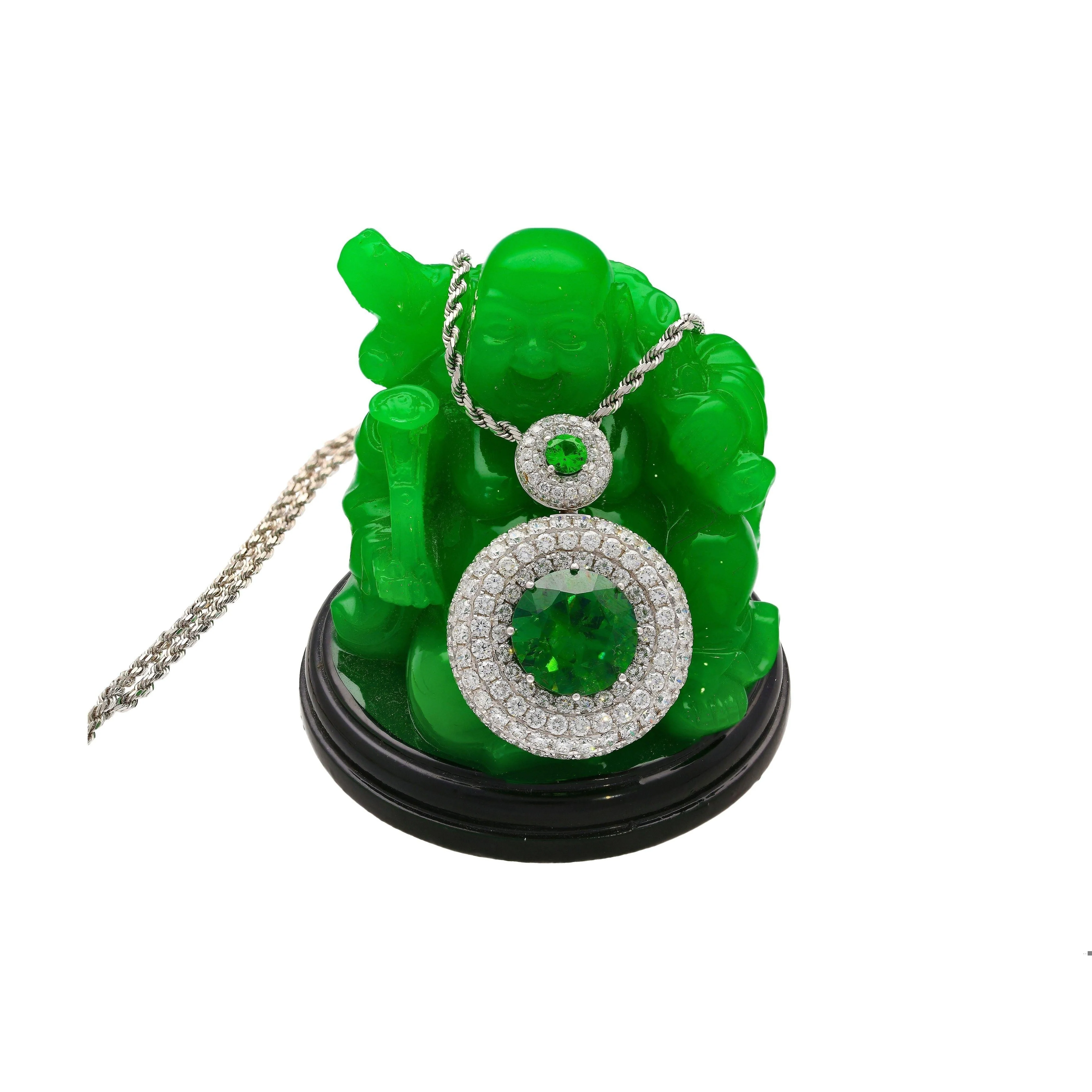 GIA Certified 8.58 Carat Demantoid Pendant Necklace in 18K White Gold - Image 8