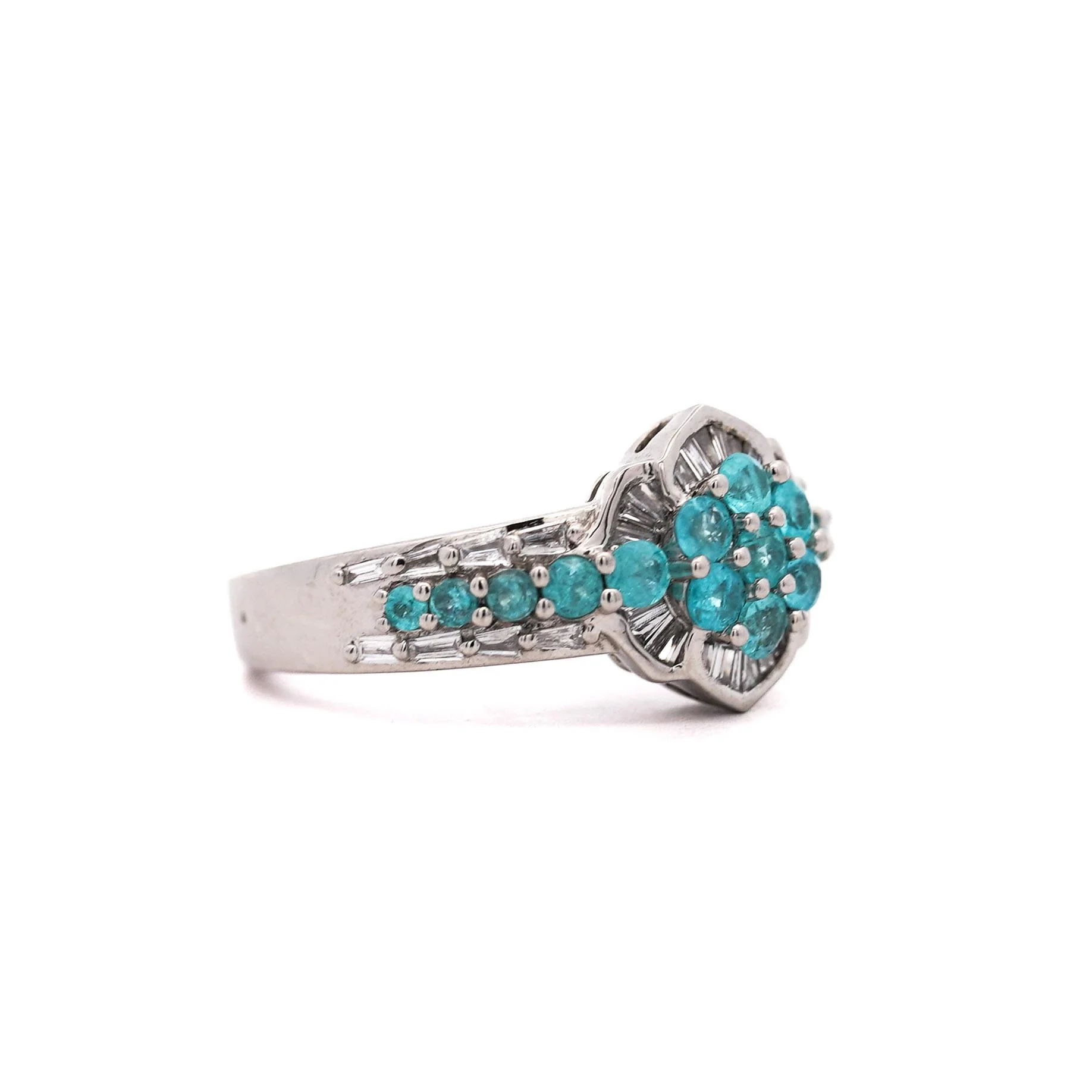 GIA Certified Brazilian Paraiba Tourmaline Cluster Ring - Image 3